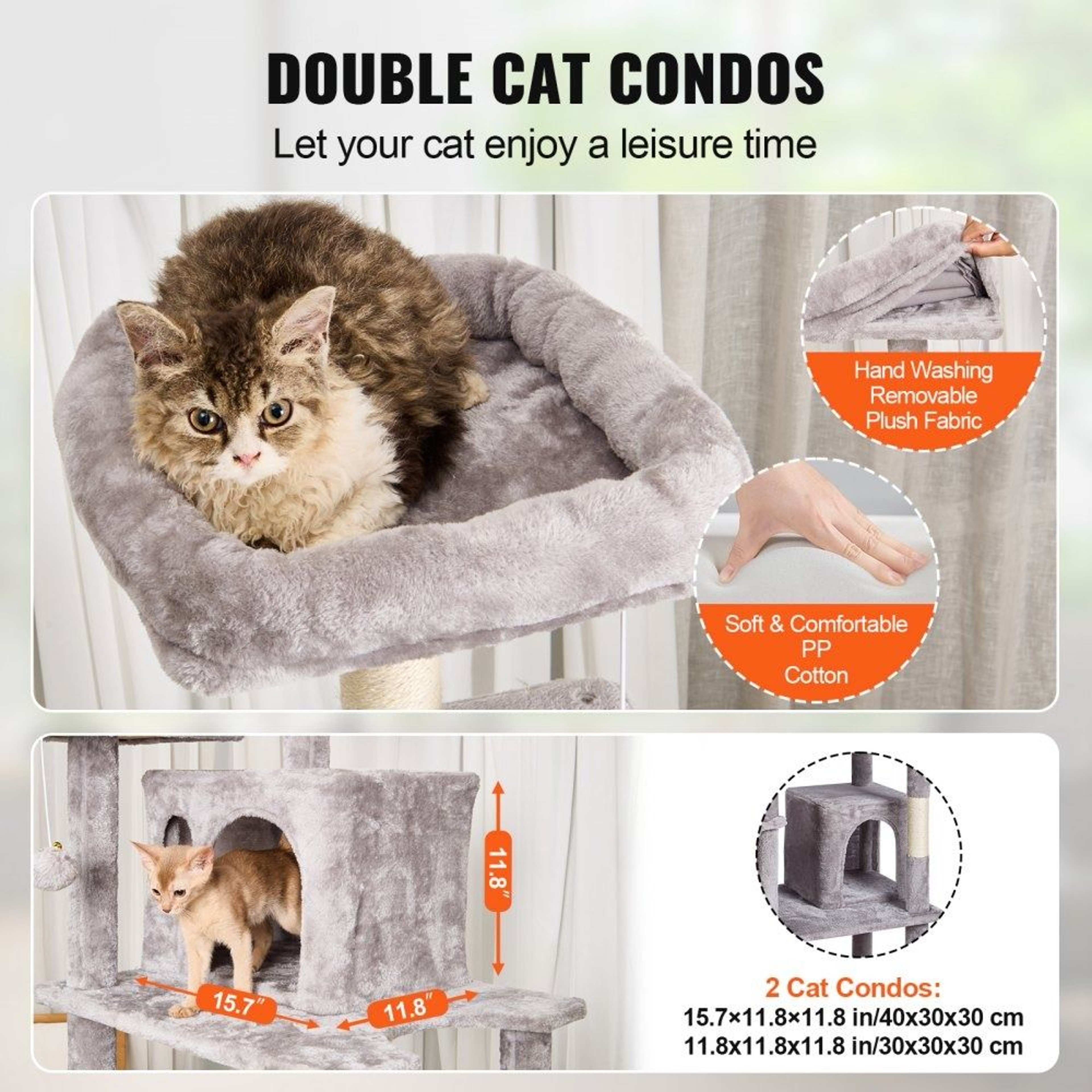 685 Inch Multi Level Cat Tree Tower With Condos Hammock And Scratching Posts 4