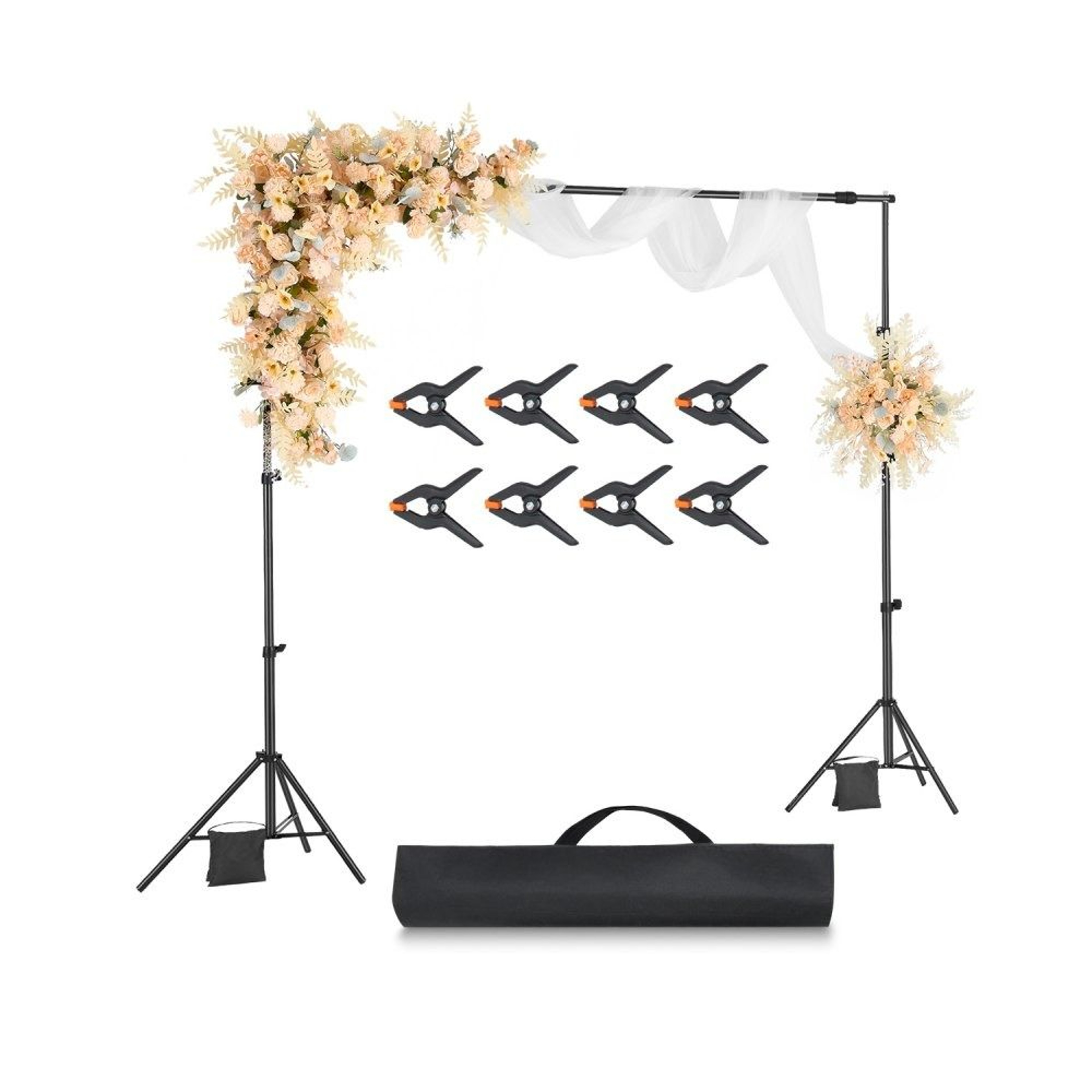Adjustable 7 X 10 Ft Photo Backdrop Stand Kit With Clips And Sandbags 0