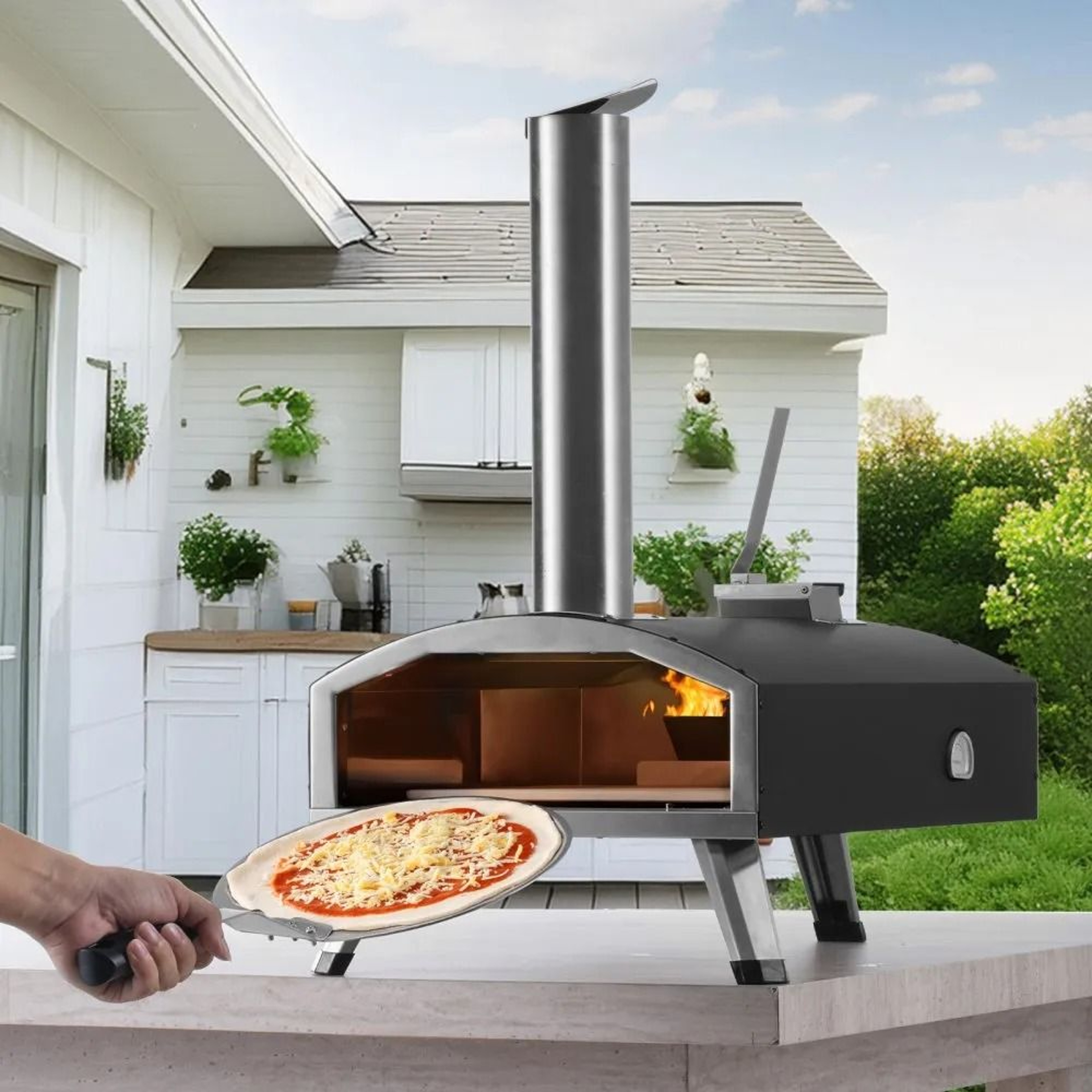 12 Inch Tri Fuel Portable Outdoor Pizza Oven With Pizza Stone 4