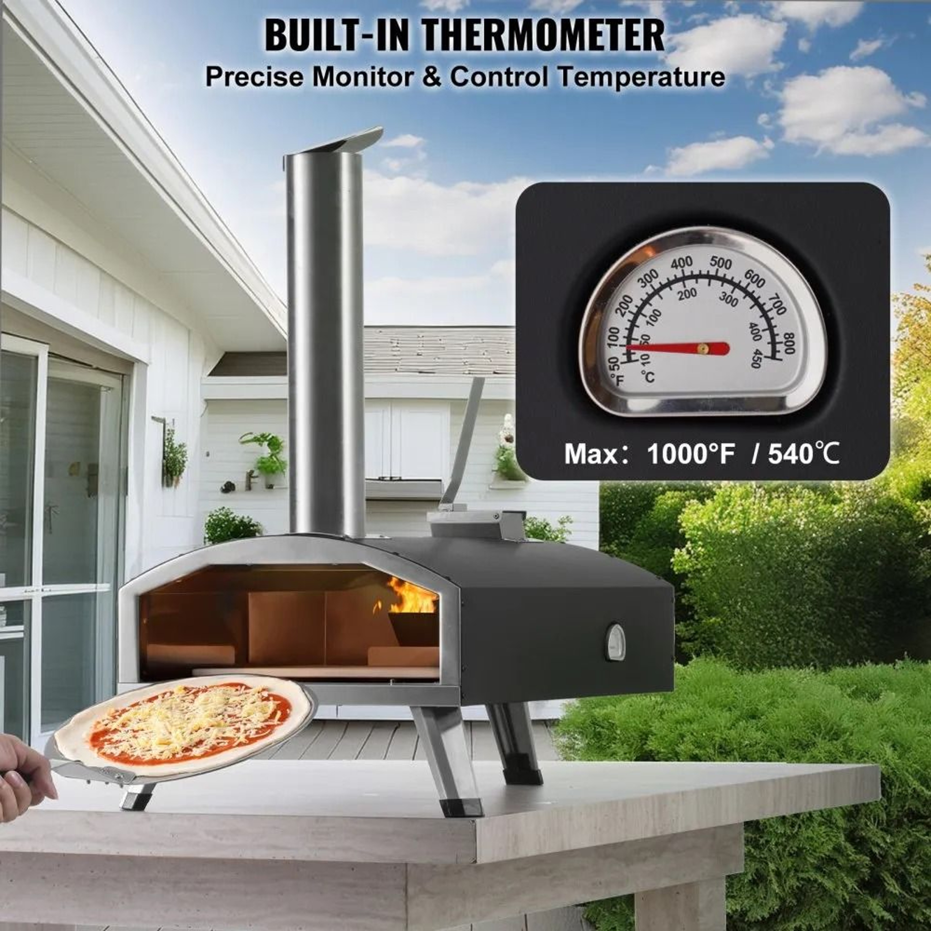 12 Inch Tri Fuel Portable Outdoor Pizza Oven With Pizza Stone 2