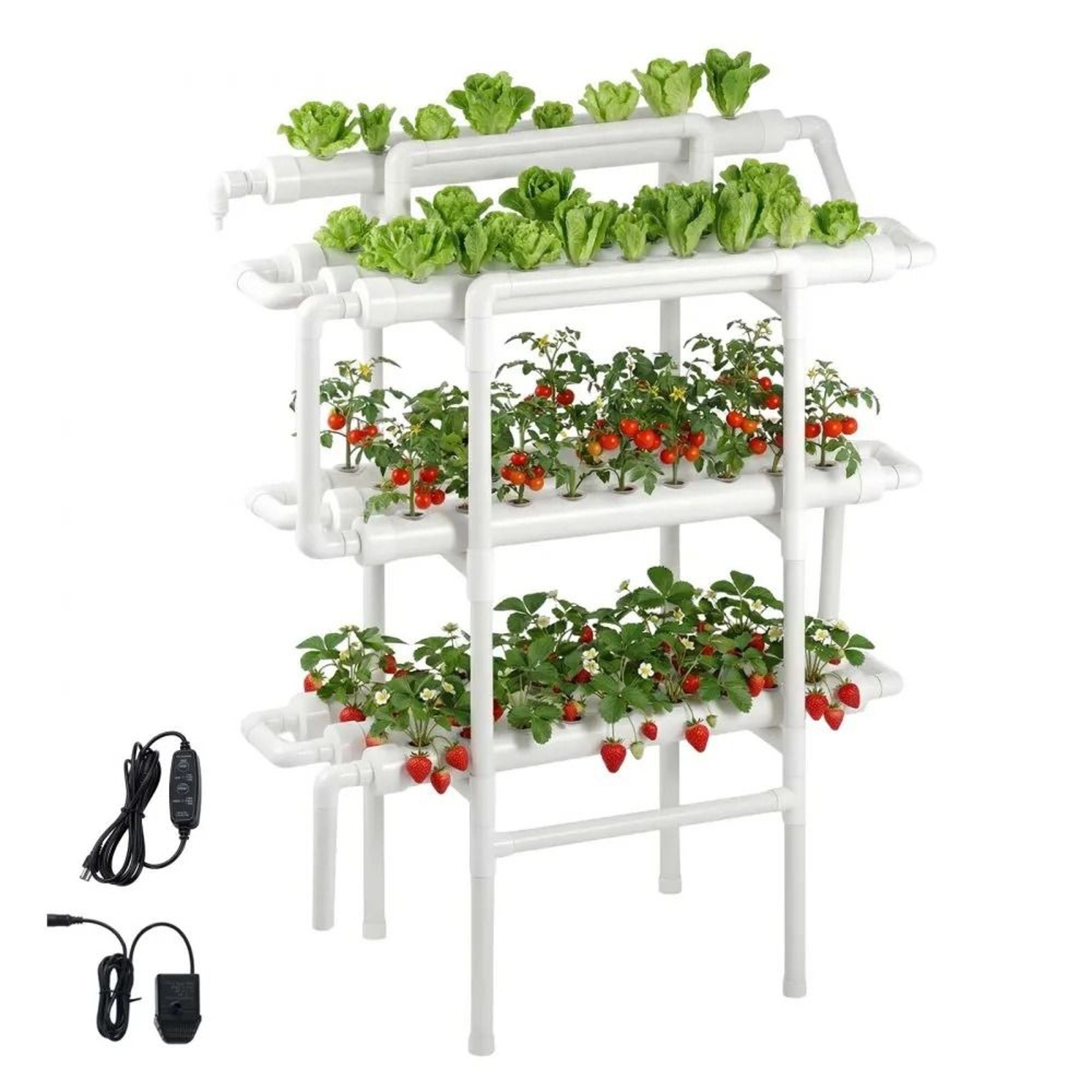 90Site Hydroponic Growing System With 3Tier Vertical Garden And Automatic Irrigation 0