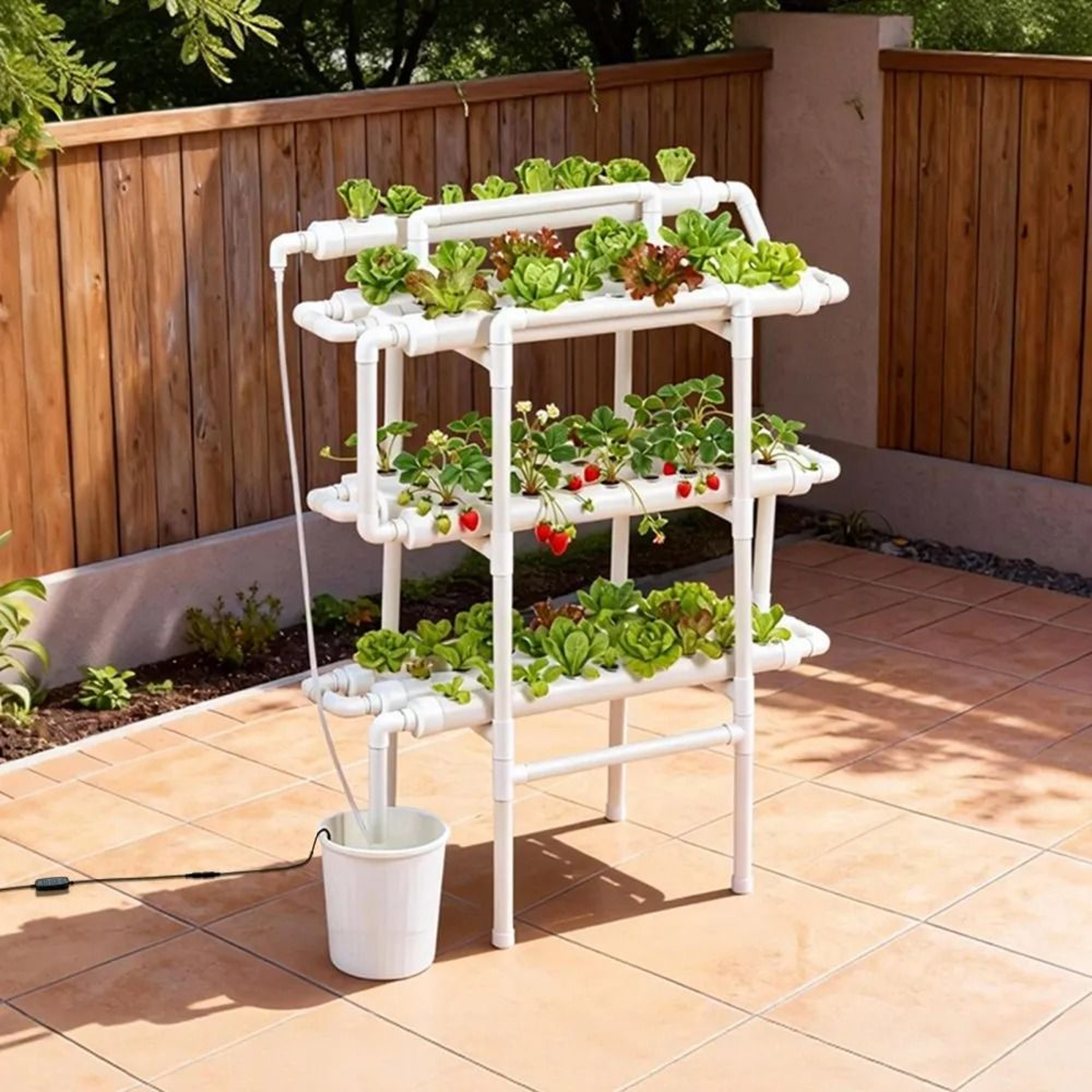 90Site Hydroponic Growing System With 3Tier Vertical Garden And Automatic Irrigation 5
