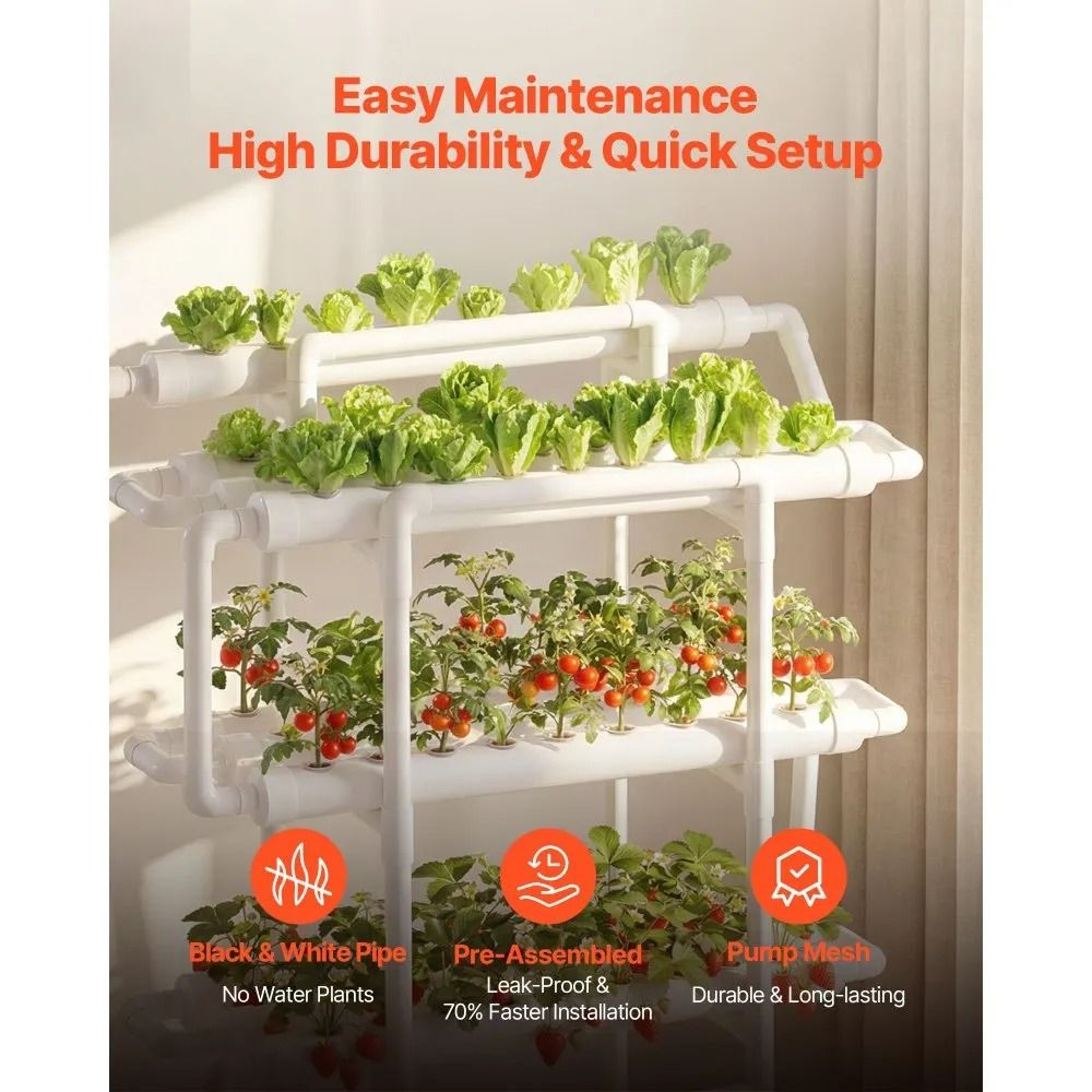 90Site Hydroponic Growing System With 3Tier Vertical Garden And Automatic Irrigation 1