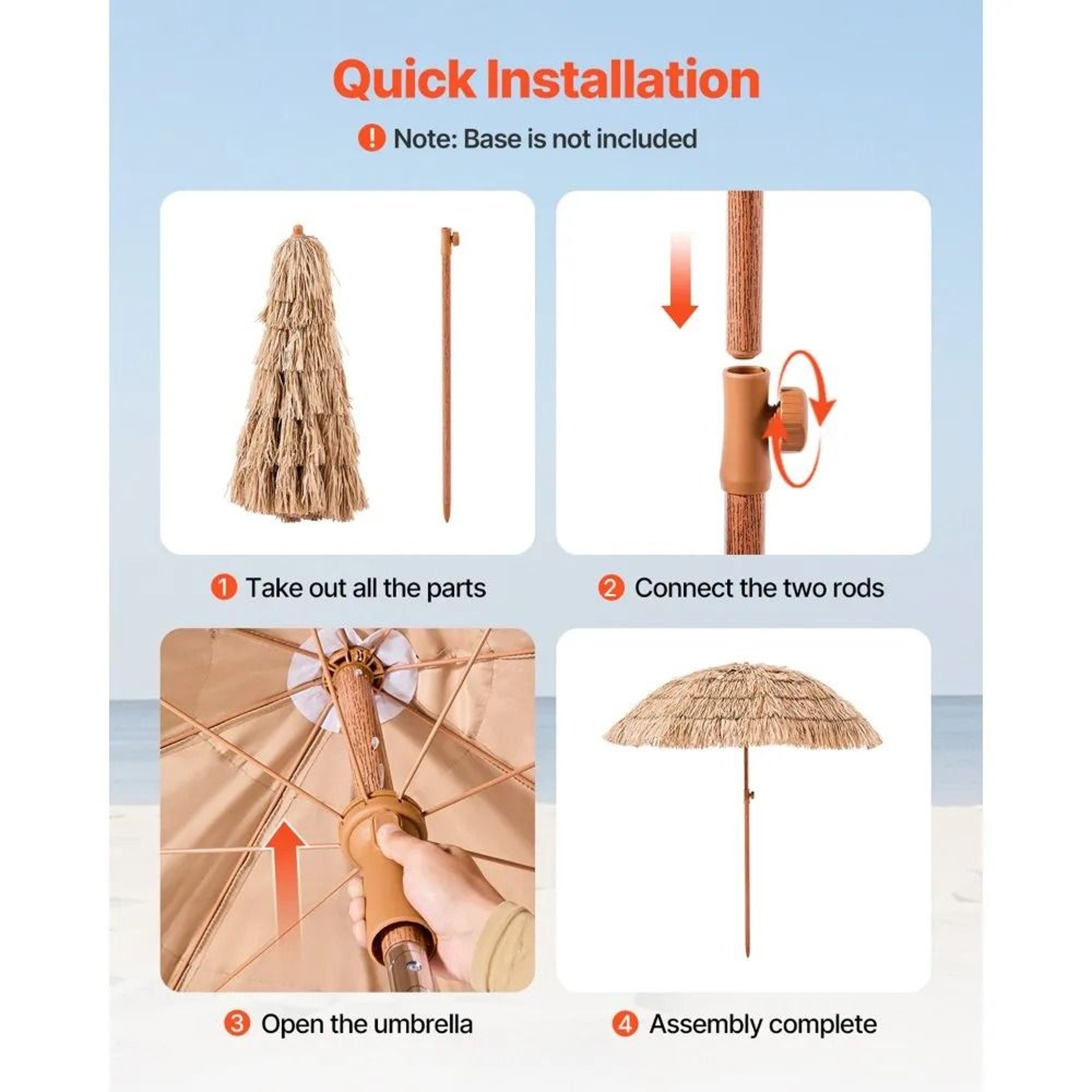 Tropical Shade Tiki Umbrella With Tilt And Portable Thatched Canopy 2