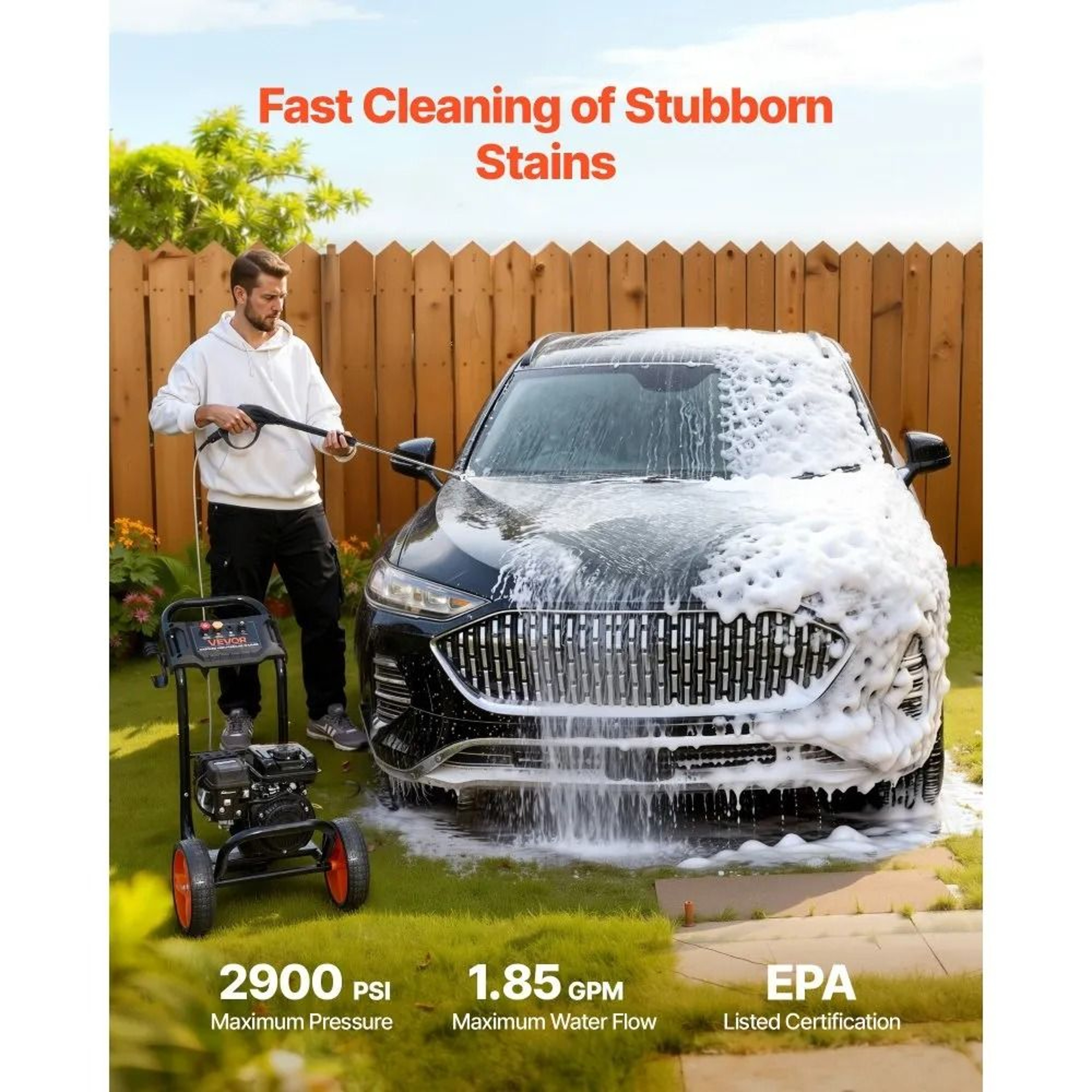 2900 PSI Gas Pressure Washer With Aluminum Pump And 4 Nozzles 1