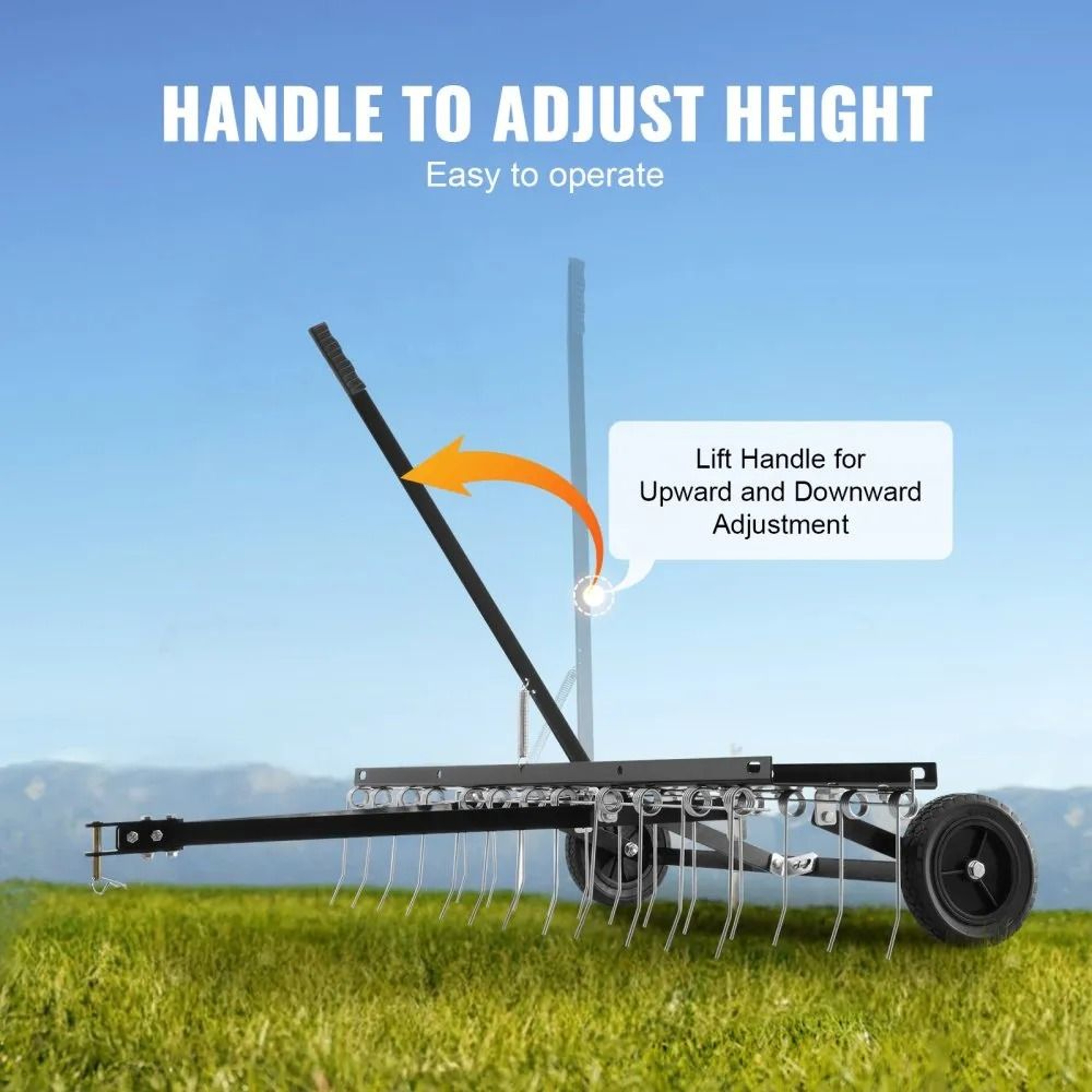 48 Inch Tow Behind Lawn Dethatcher With 24 Steel Tines For ATV And Mower 3