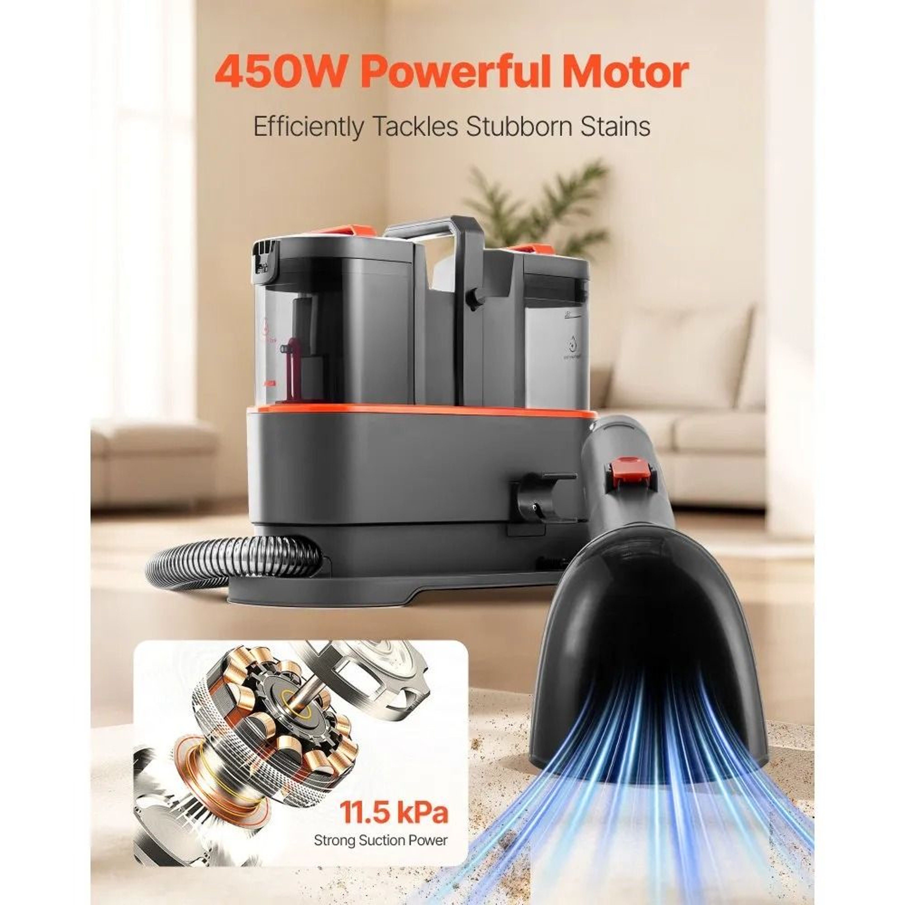 Portable Carpet Cleaner And Upholstery Spot Cleaner With 115KPa Suction 1