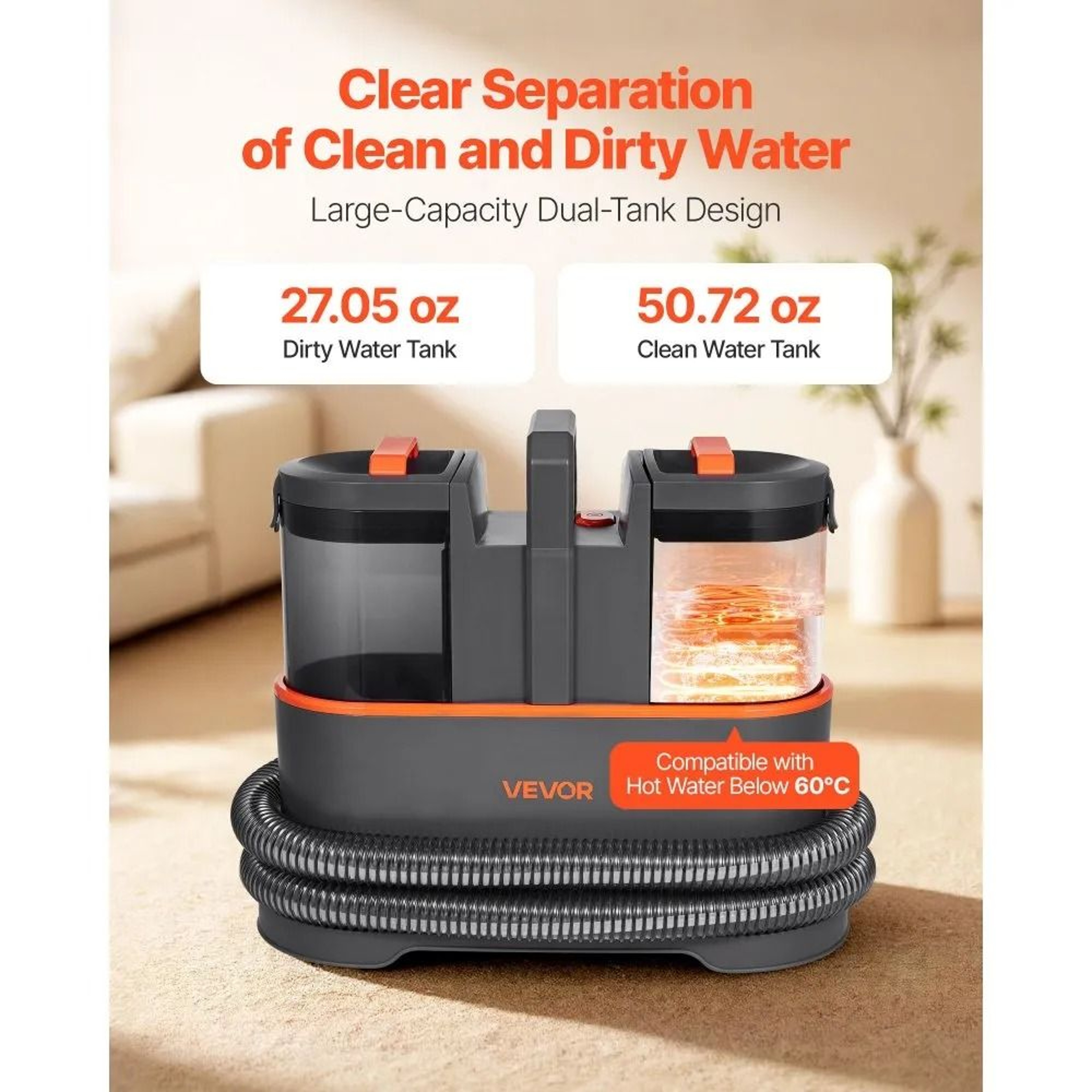 Portable Carpet Cleaner And Upholstery Spot Cleaner With 115KPa Suction 3