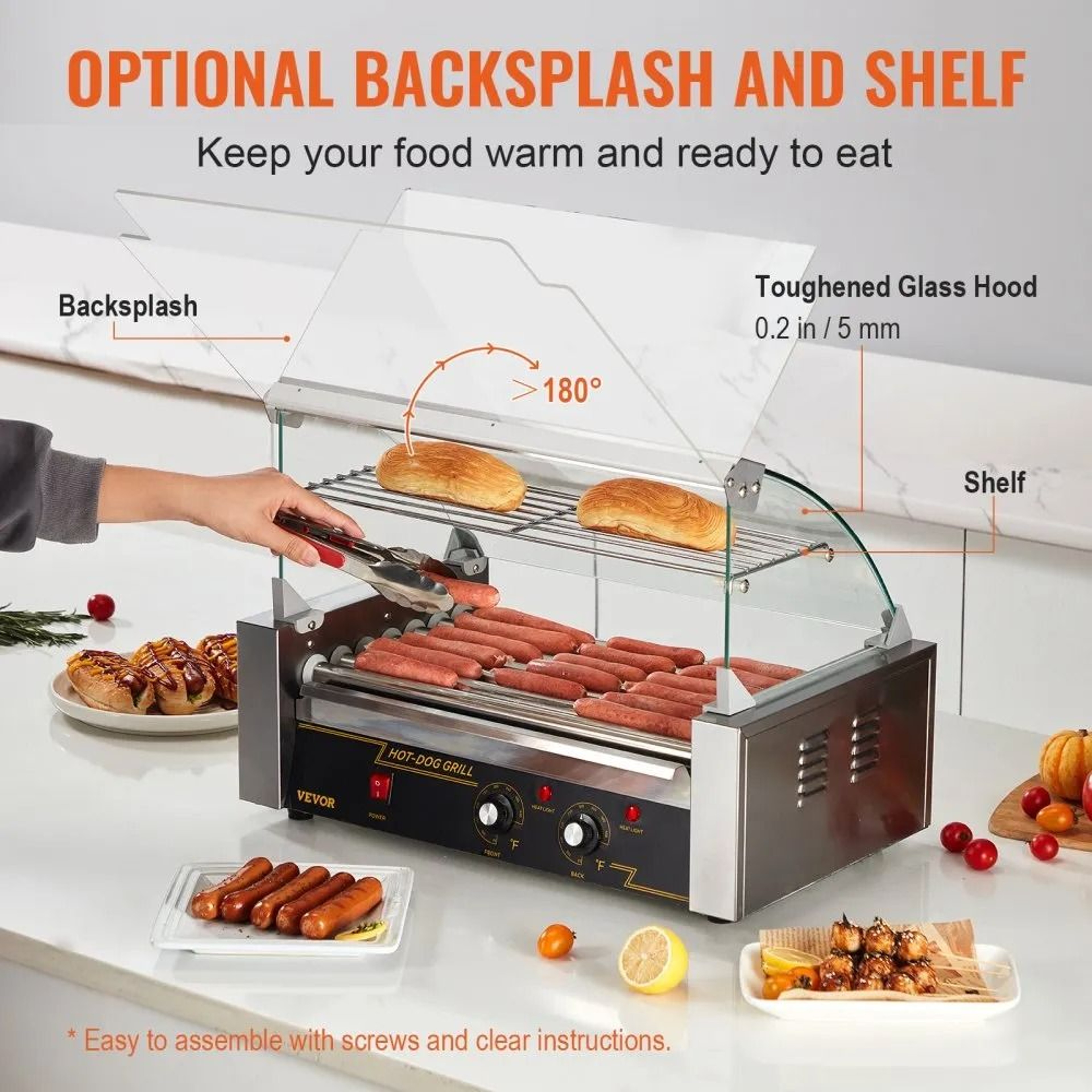 Commercial Hot Dog Roller Grill With Dual Heat And Bun Warmer 18 Dog Capacity 3