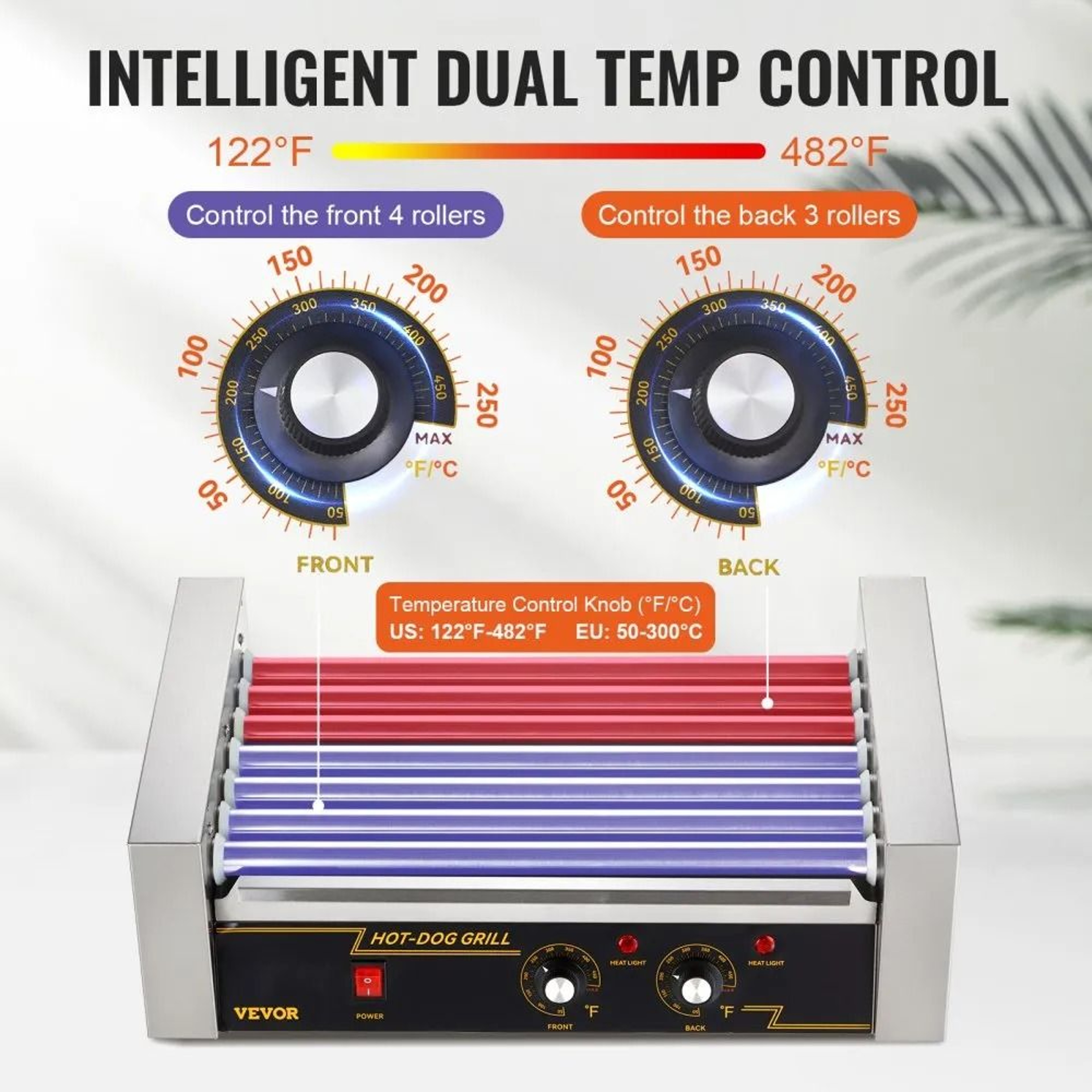 Commercial Hot Dog Roller Grill With Dual Heat And Bun Warmer 18 Dog Capacity 2