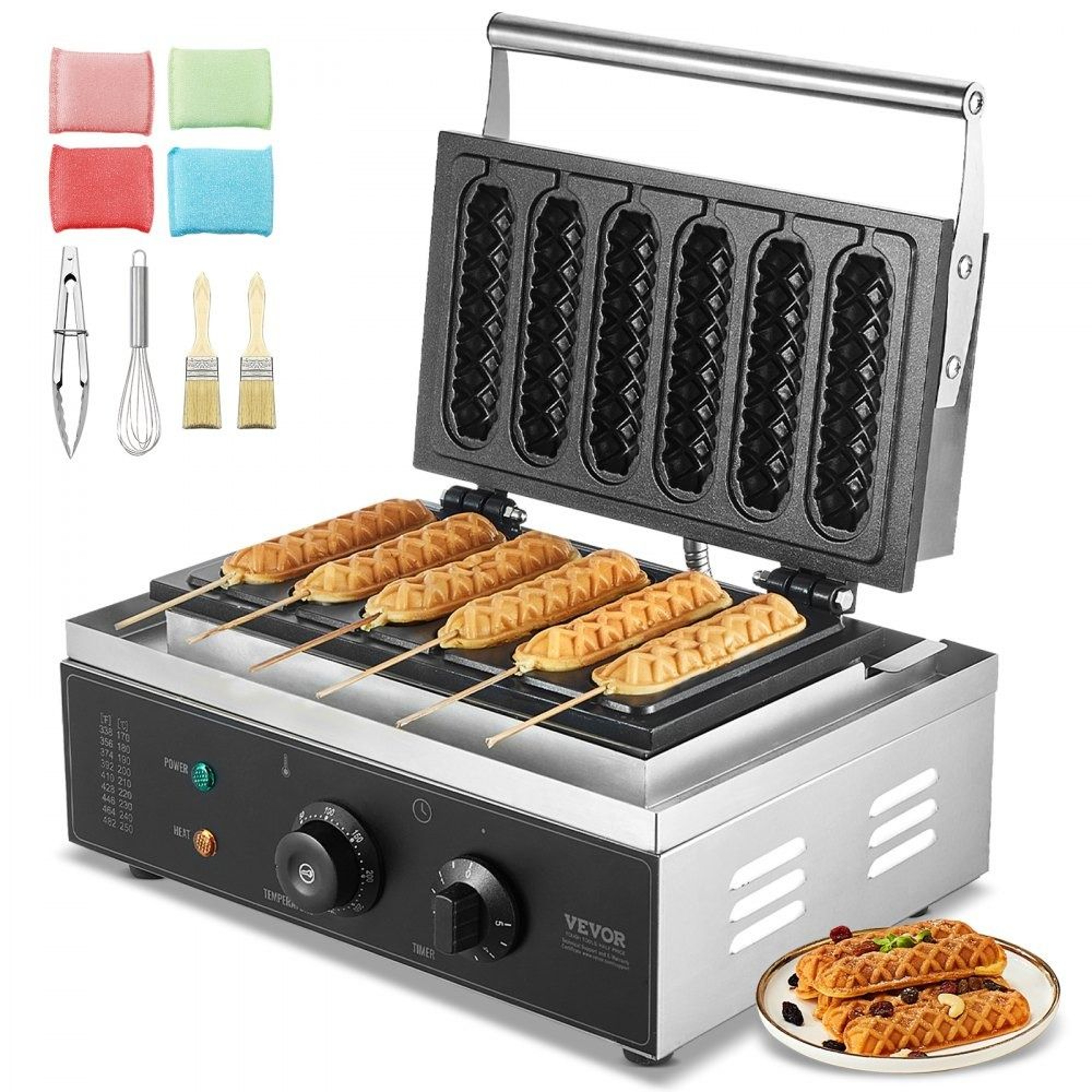 Commercial Waffle Stick Maker 6PCS 1500W Non Stick Waffle Baker Machine 0