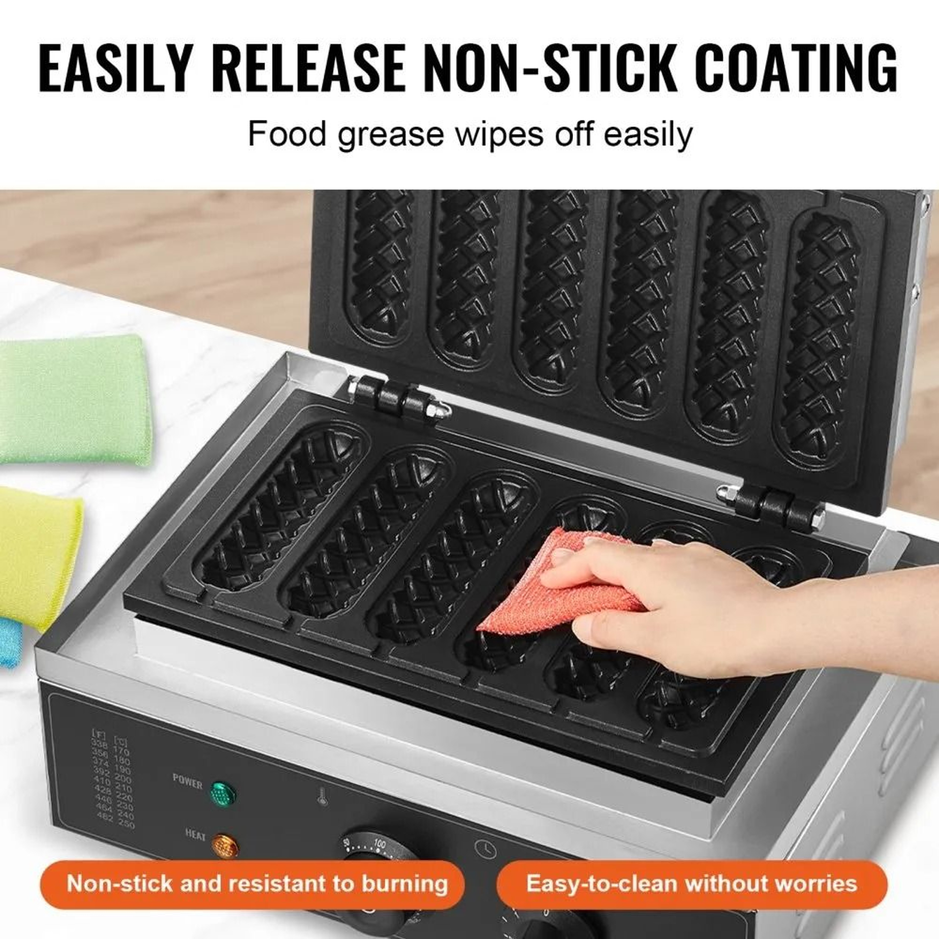 Commercial Waffle Stick Maker 6PCS 1500W Non Stick Waffle Baker Machine 3