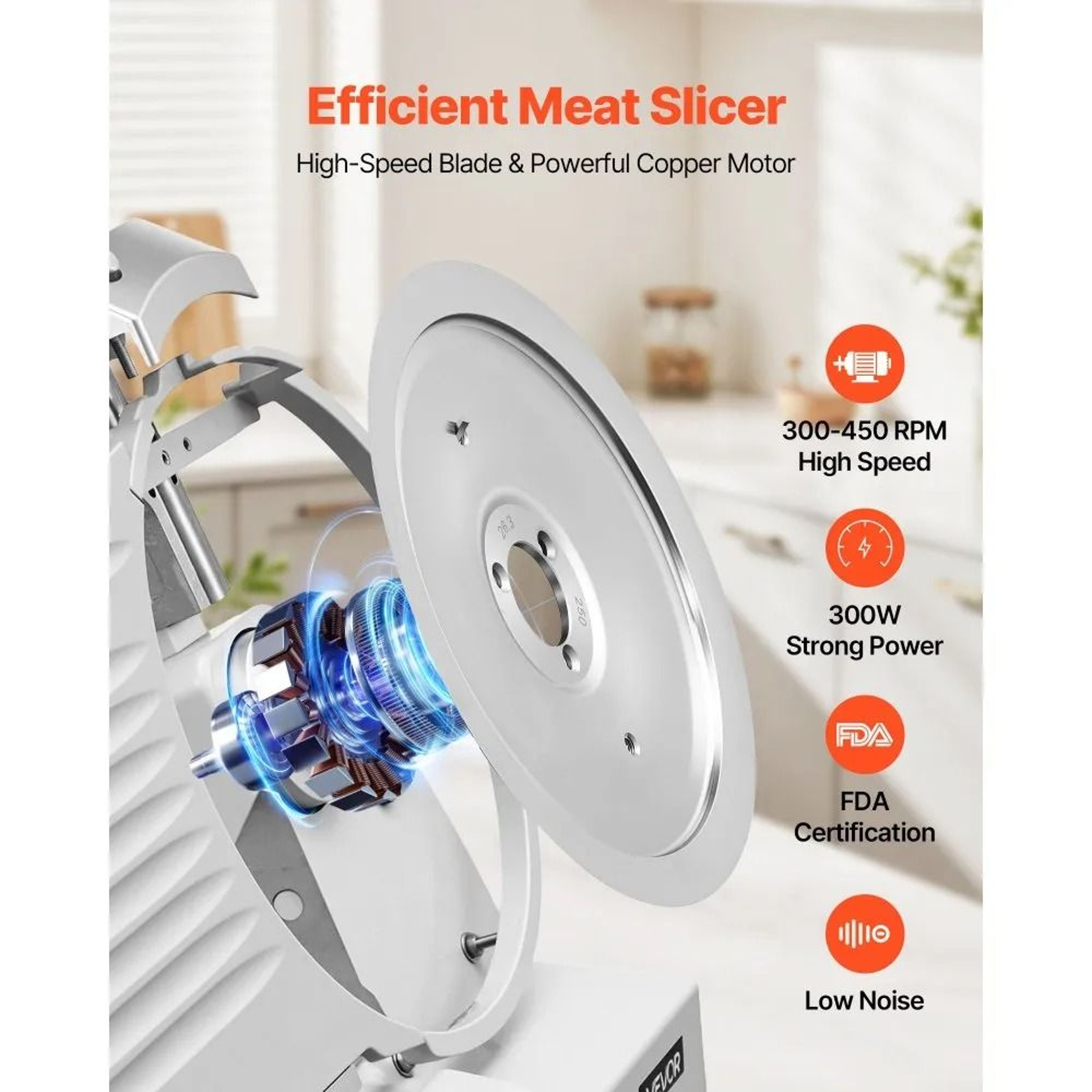 300W Commercial Meat Slicer With 10 Inch Blade And Adjustable Thickness 5