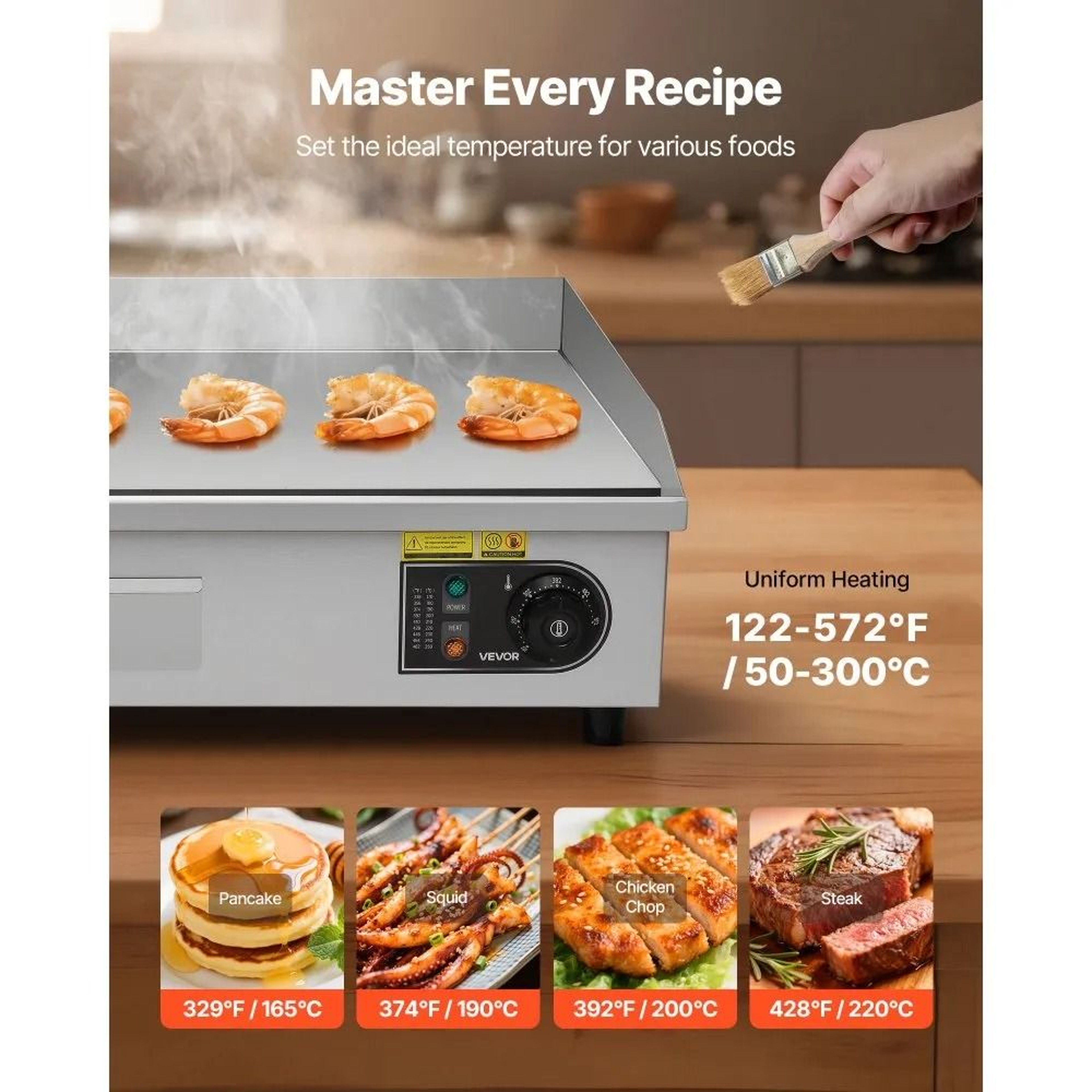 Commercial Electric Griddle 4400W Half Grooved Countertop Flat Top Grill 1