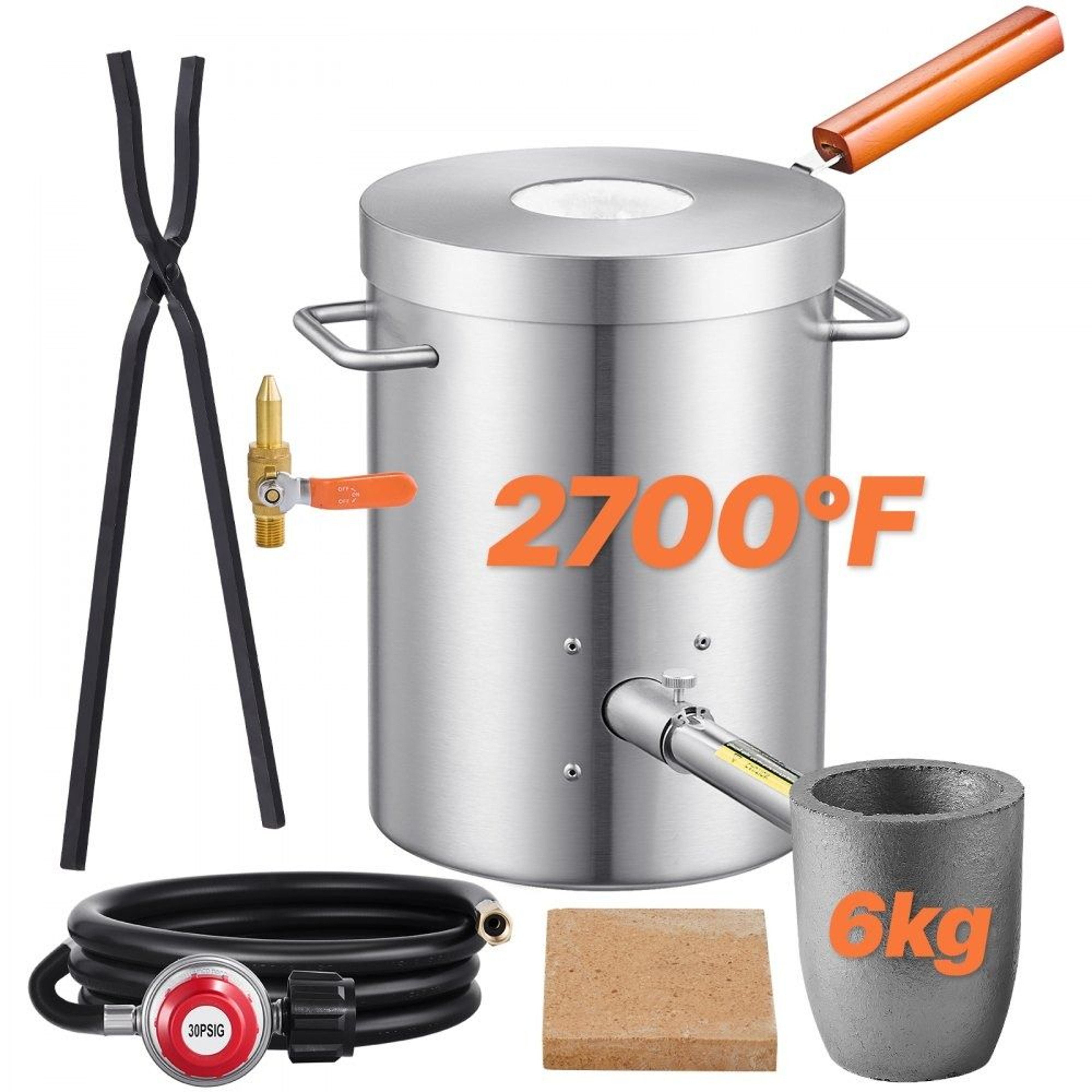 6KG Propane Melting Furnace Kit With Graphite Crucible And Tongs 0