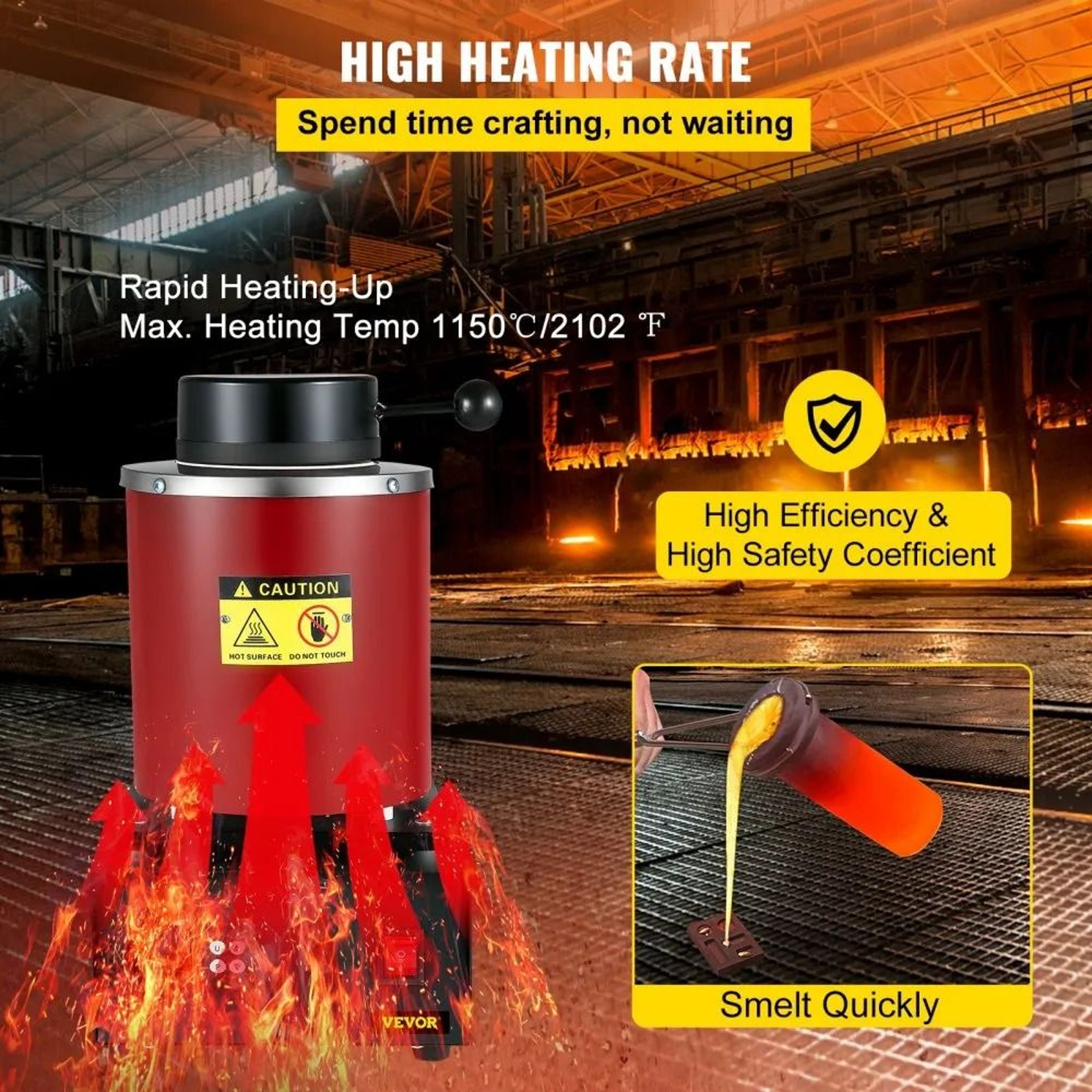 3KG Gold Melting Furnace With Digital PID Control And Complete Crucible Kit 1