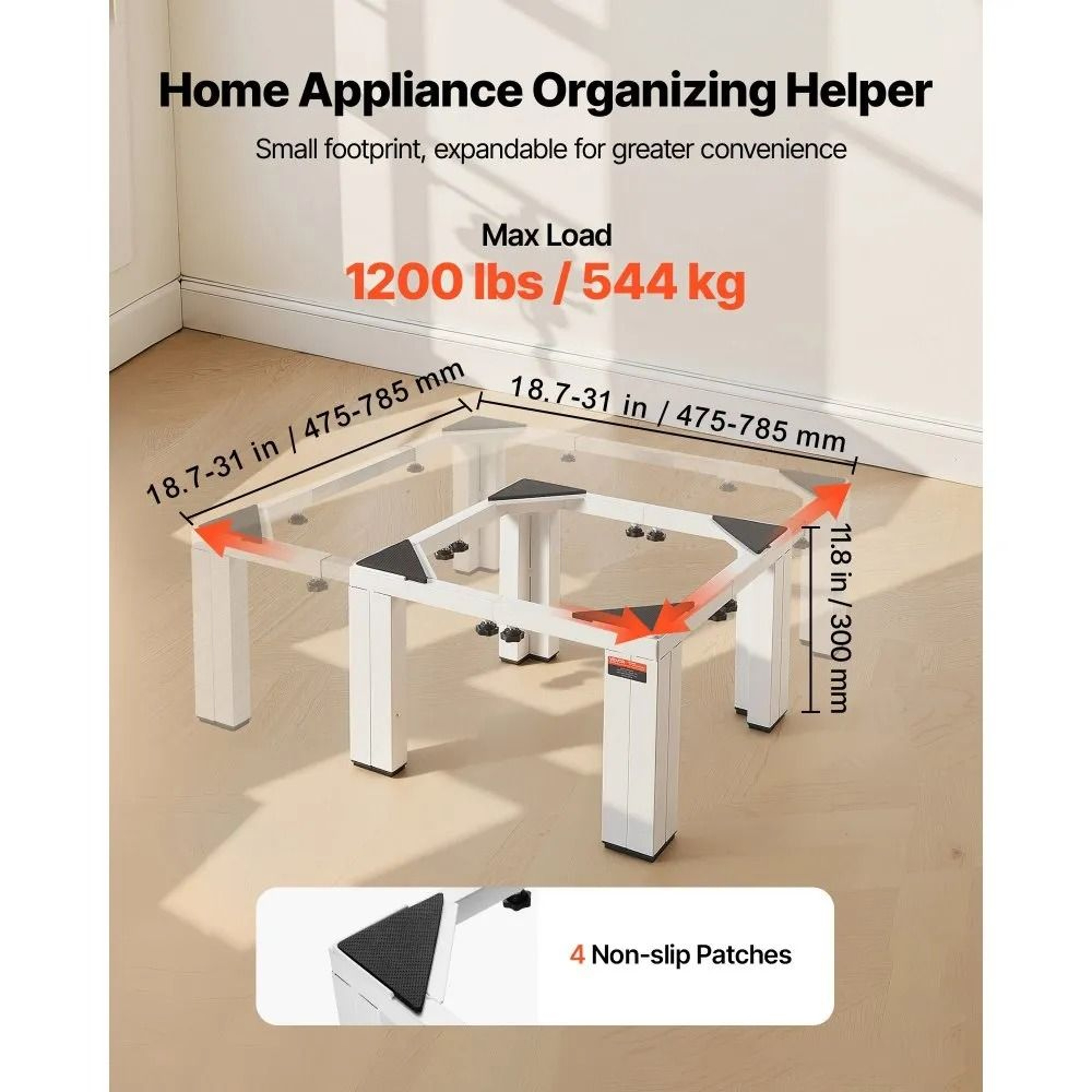 Adjustable Laundry Pedestal Washer And Dryer Stand With 1200 Lbs Capacity 4