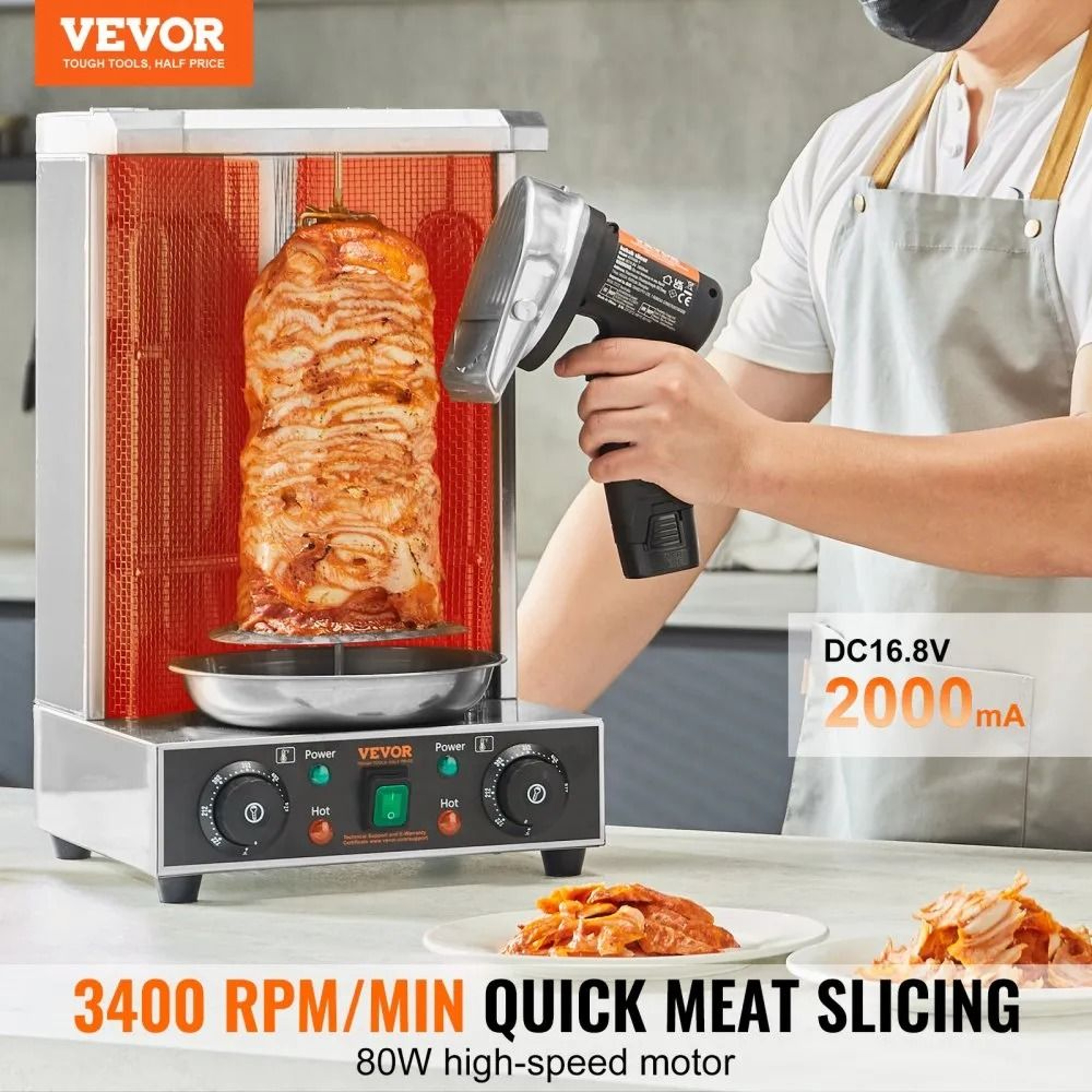 Cordless Electric Shawarma Knife Professional Doner Kebab Meat Slicer 1