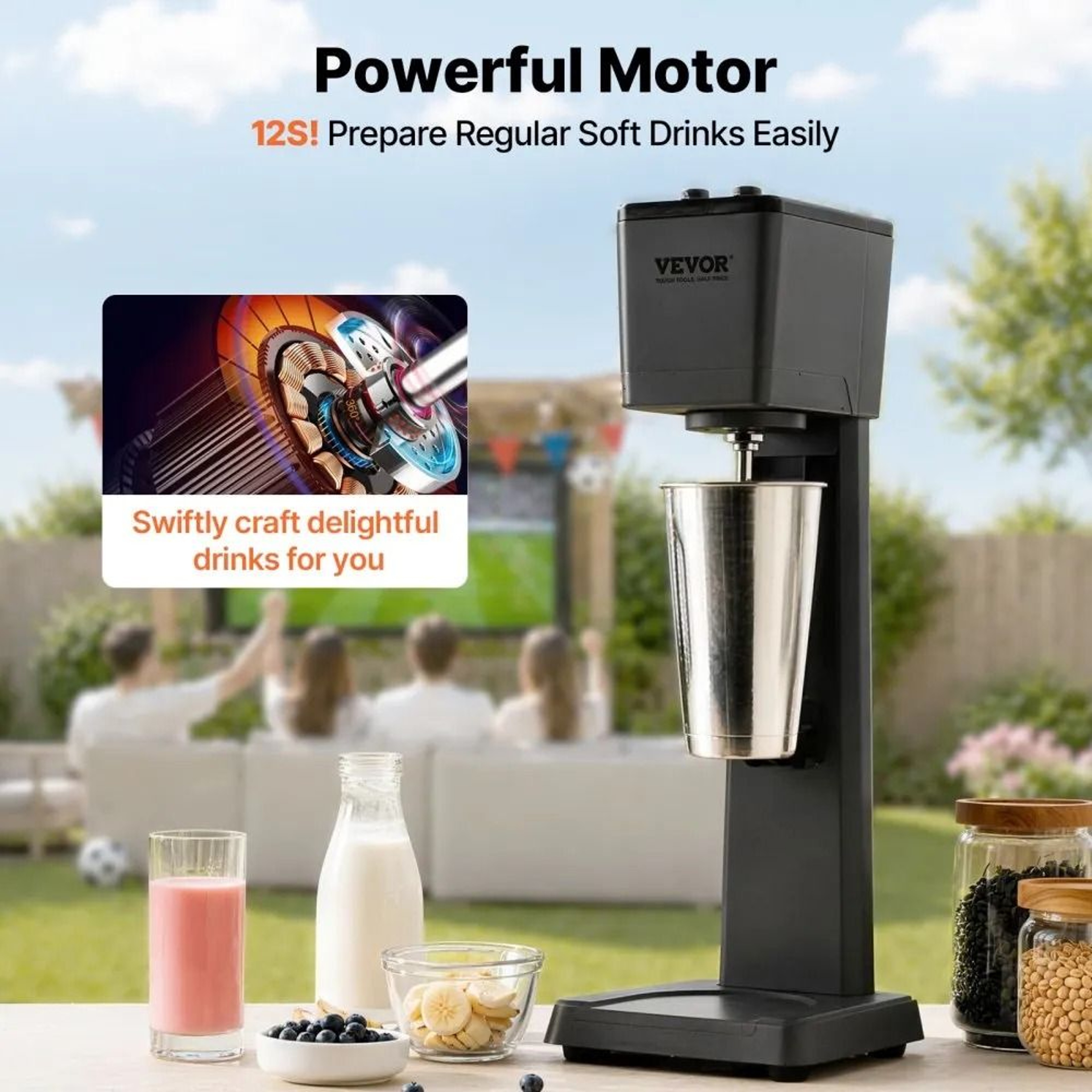 Milkshake Machine 375W Commercial Drink Mixer With Stainless Steel Cup 1