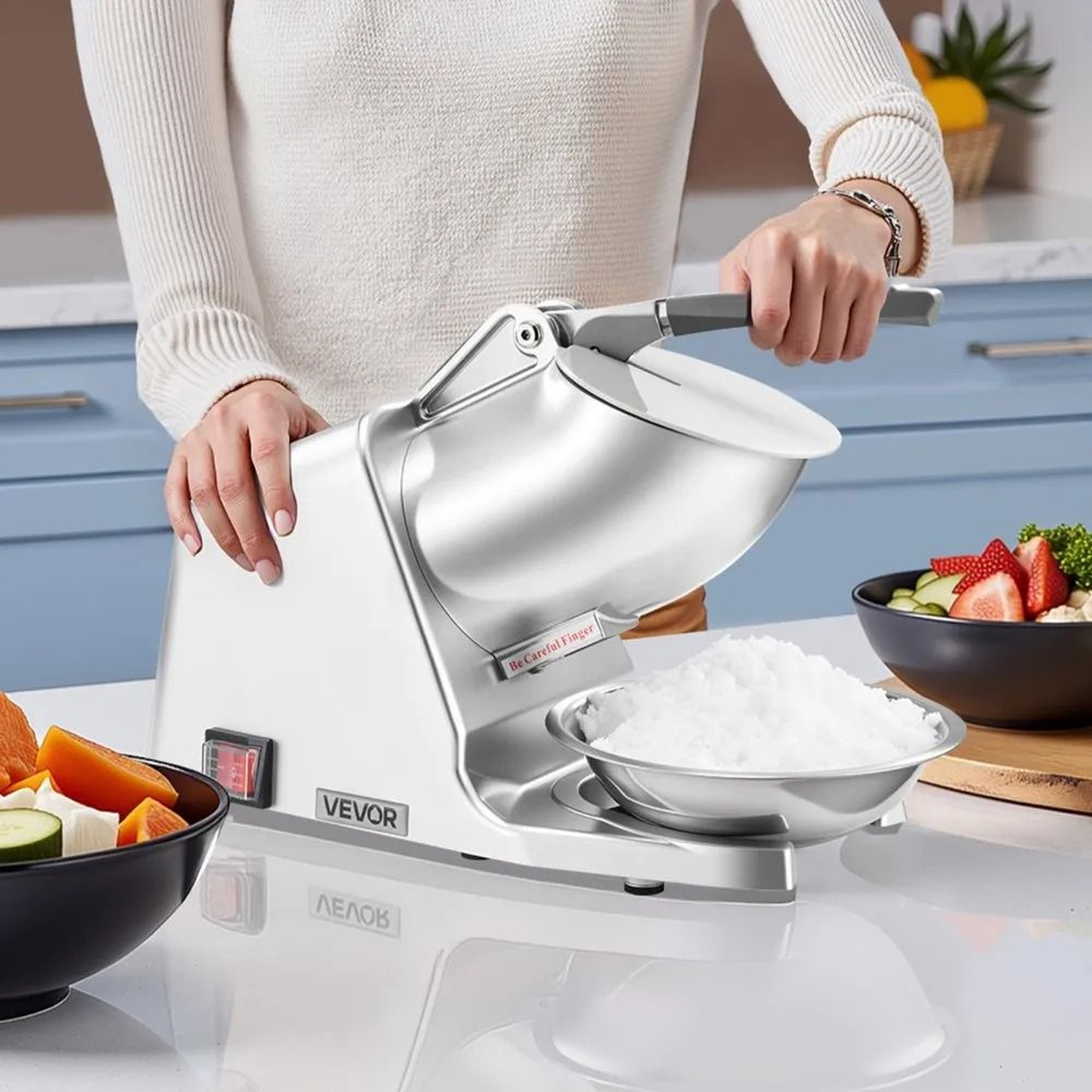 Commercial Ice Crusher Machine 286lbsh Electric Snow Cone Maker With Stainless Steel Shaved Ice Bla 6