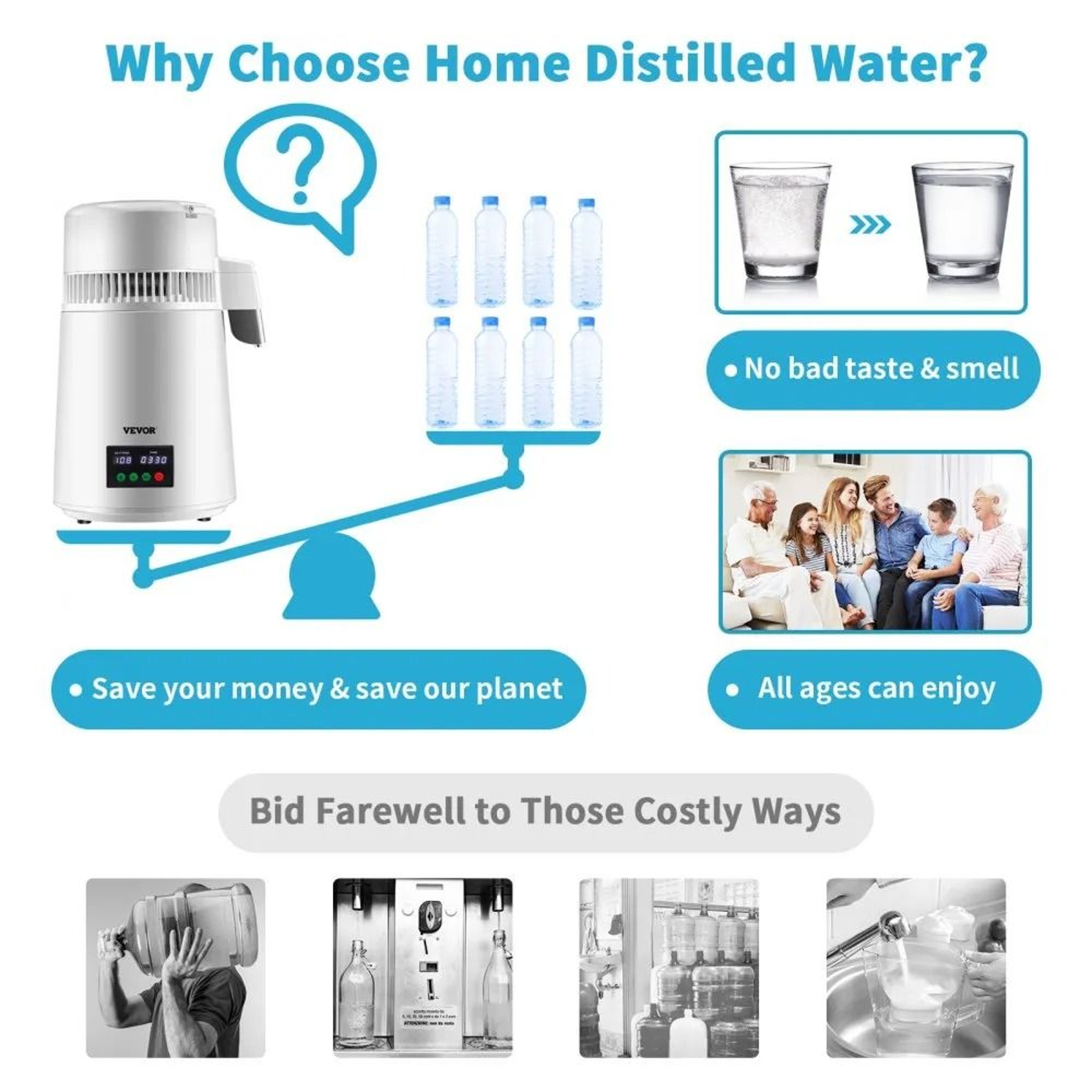 Water Distiller Machine 4L Countertop Distilled Water Maker 5