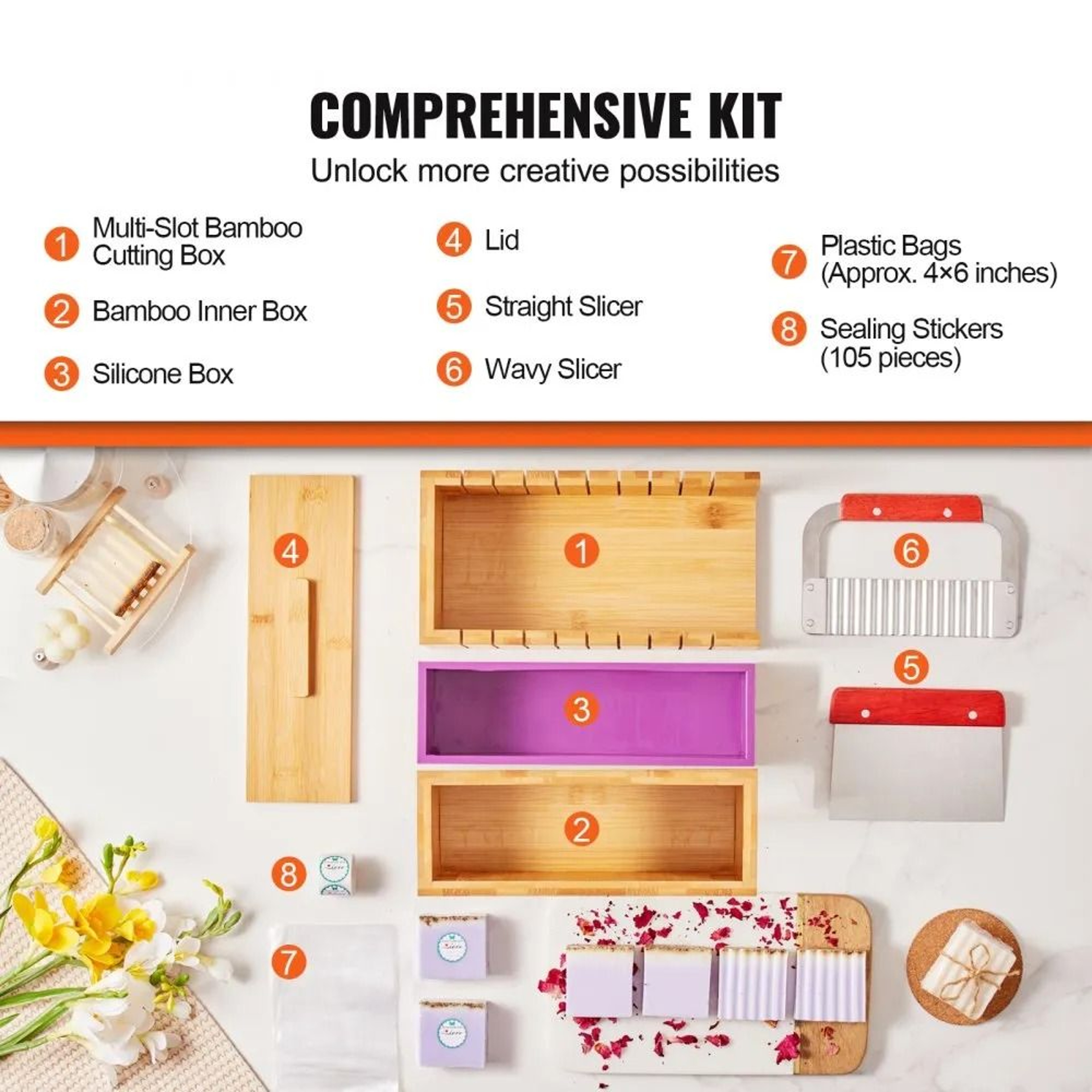 Soap Making Kit With Bamboo Cutter Box Silicone Mold And Soap Tools 4