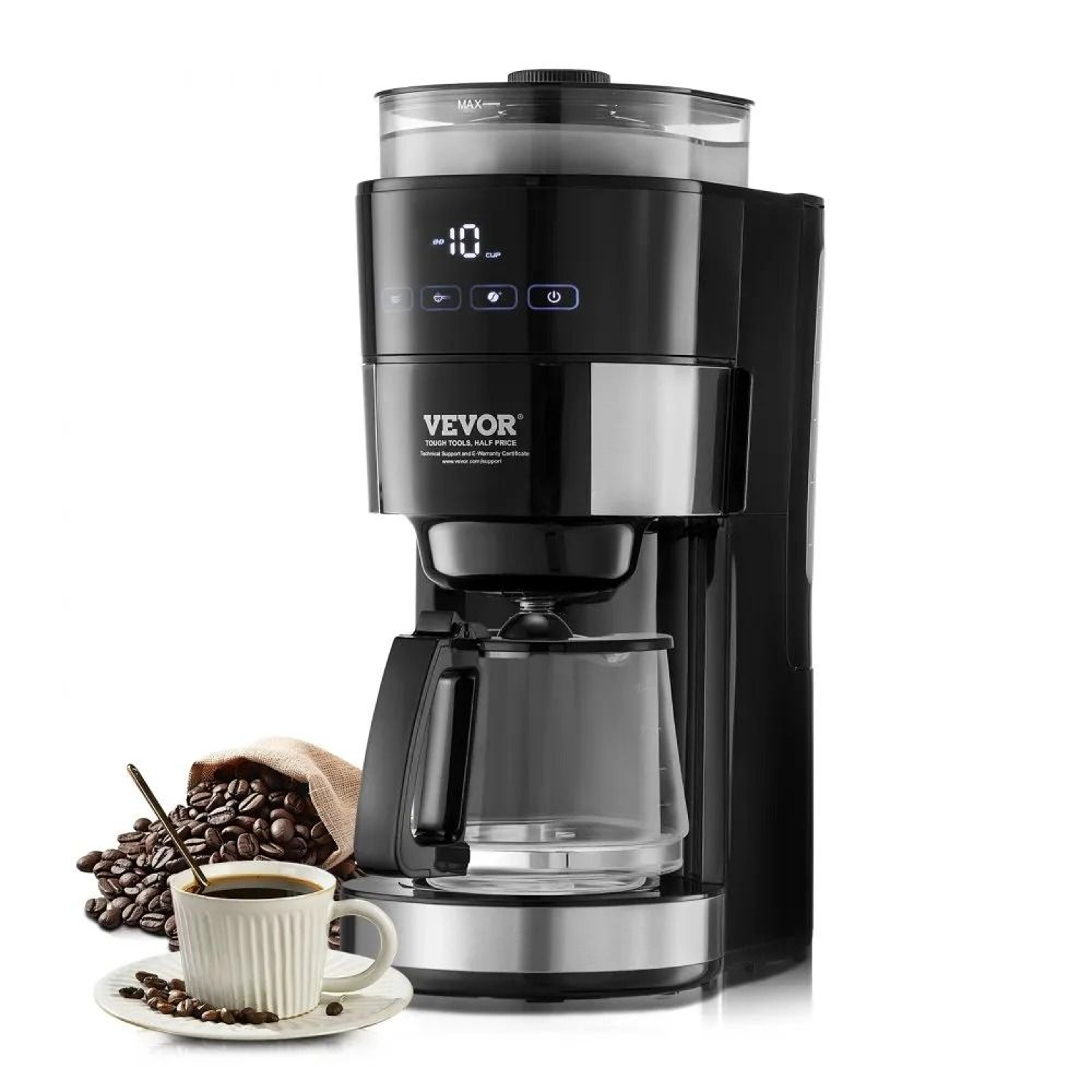 Grind And Brew Coffee Maker 10 Cup Drip Machine With Adjustable Strength 0