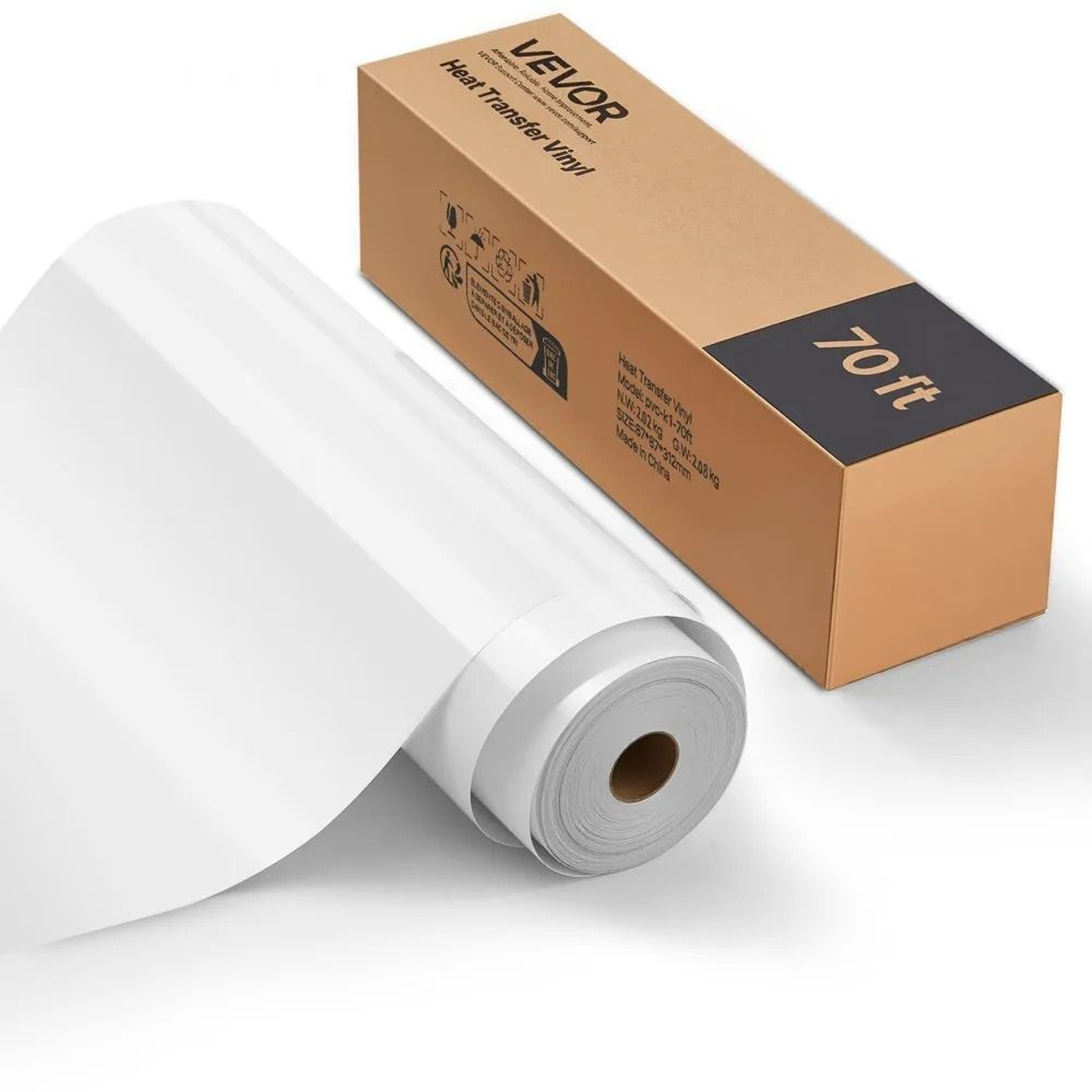Heat Transfer Vinyl Roll 12 X 70 FT Glossy White HTV Iron On Vinyl For DIY Crafts 8