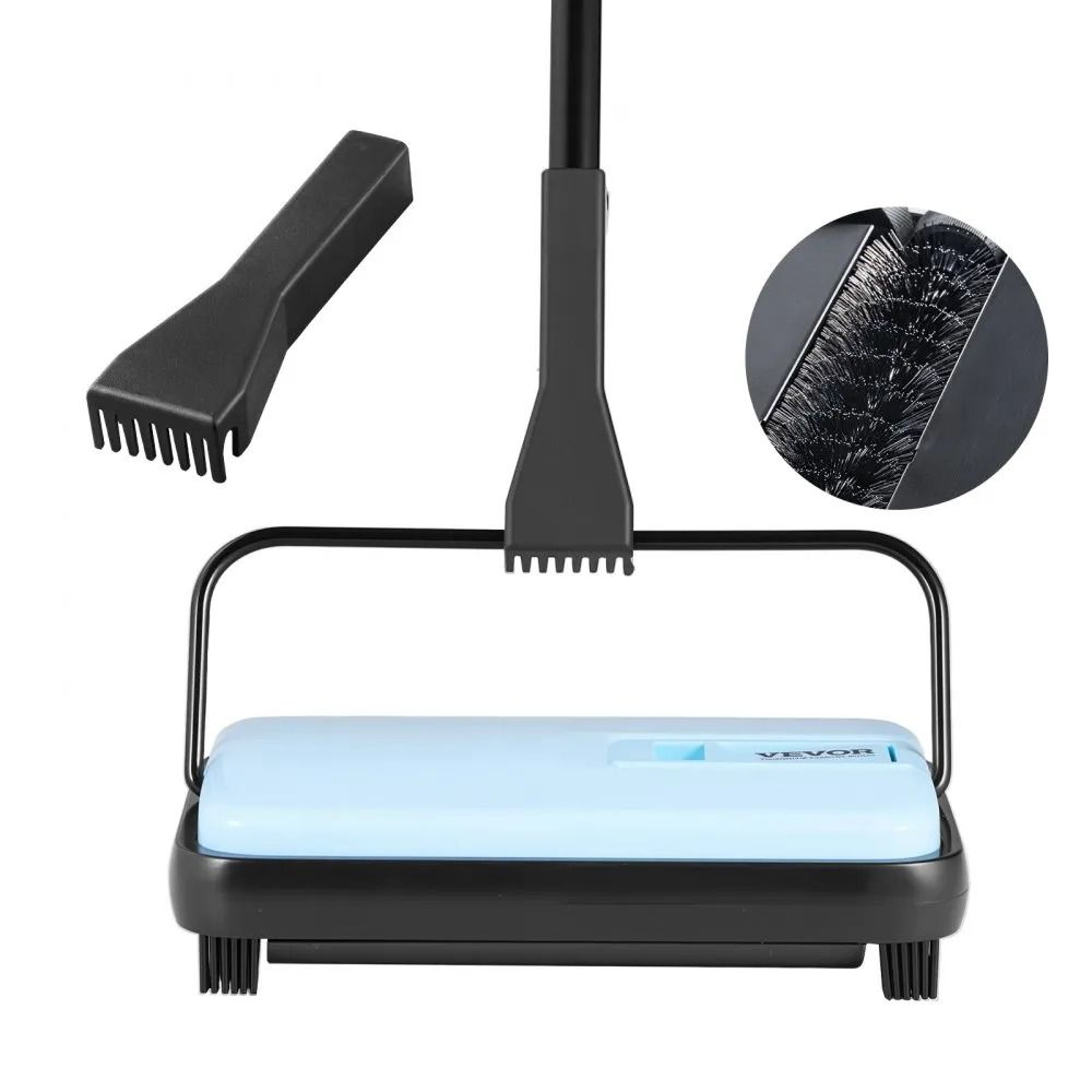 Manual Carpet Sweeper With Rotating Brush For Pet Hair Dust And Quick Floor Cleaning 7