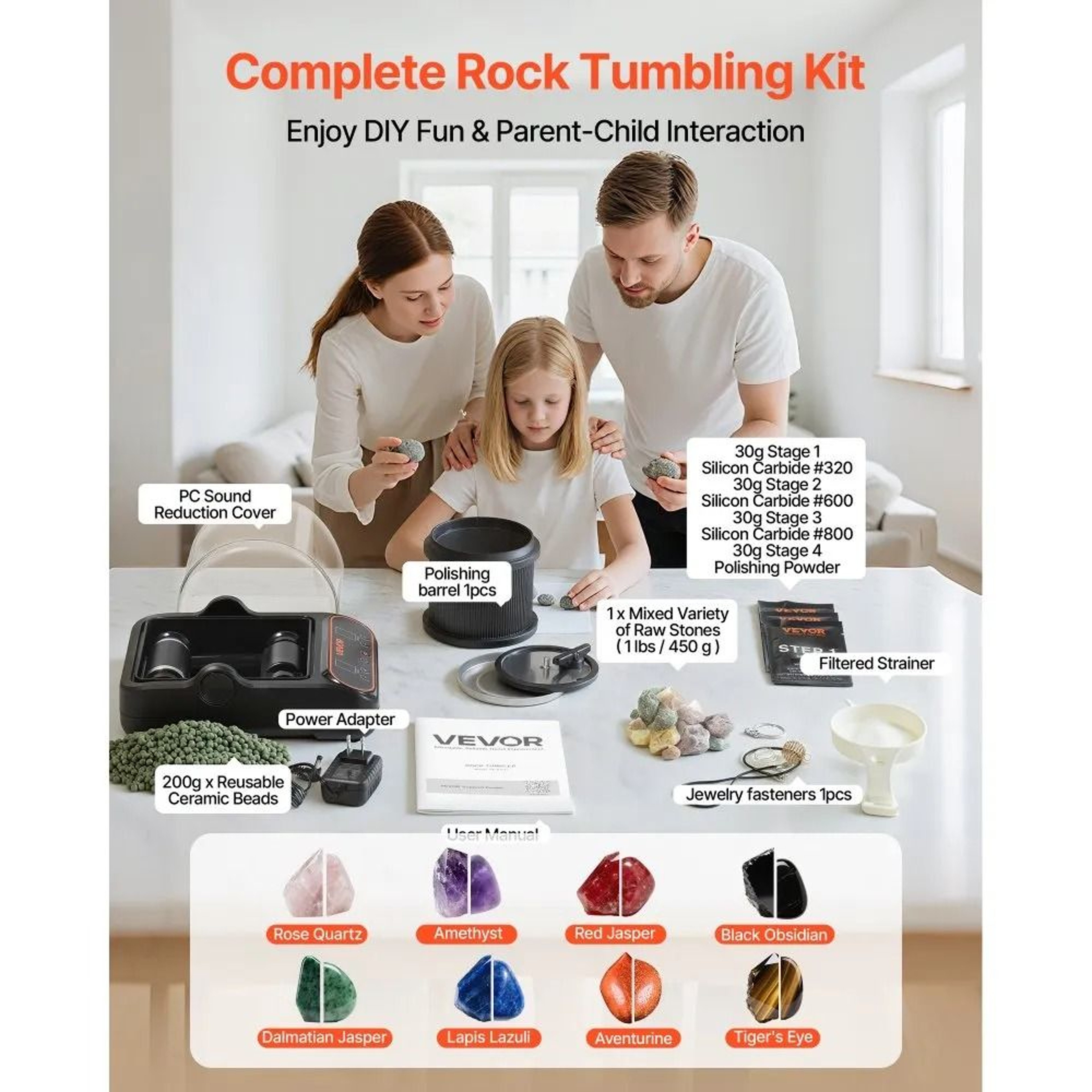 Rock Tumbler 2 Lb Rock Polishing Machine Kit With Quiet Motor 1