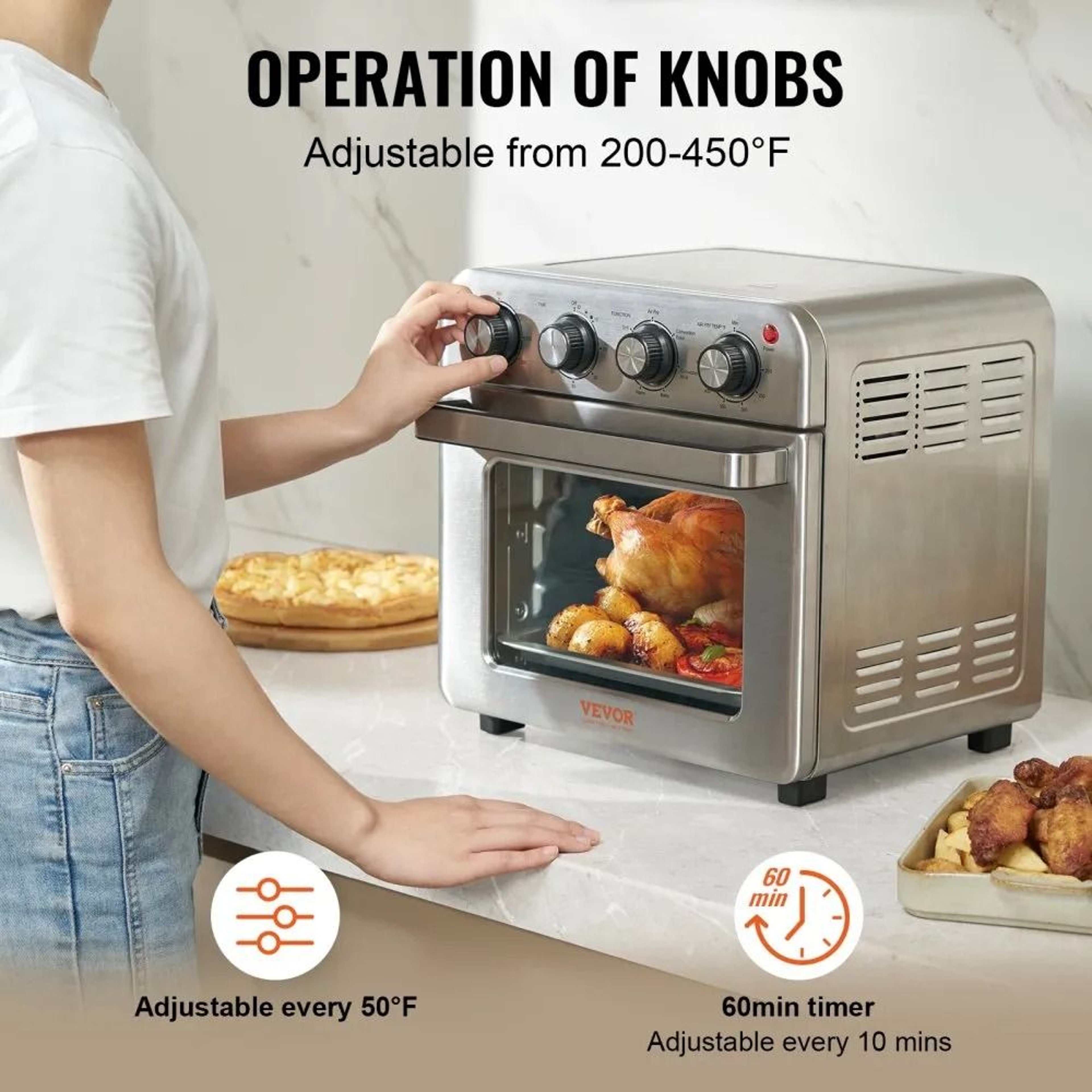 7 In 1 Air Fryer Toaster Oven Countertop Convection Oven 18L Stainless Steel 1