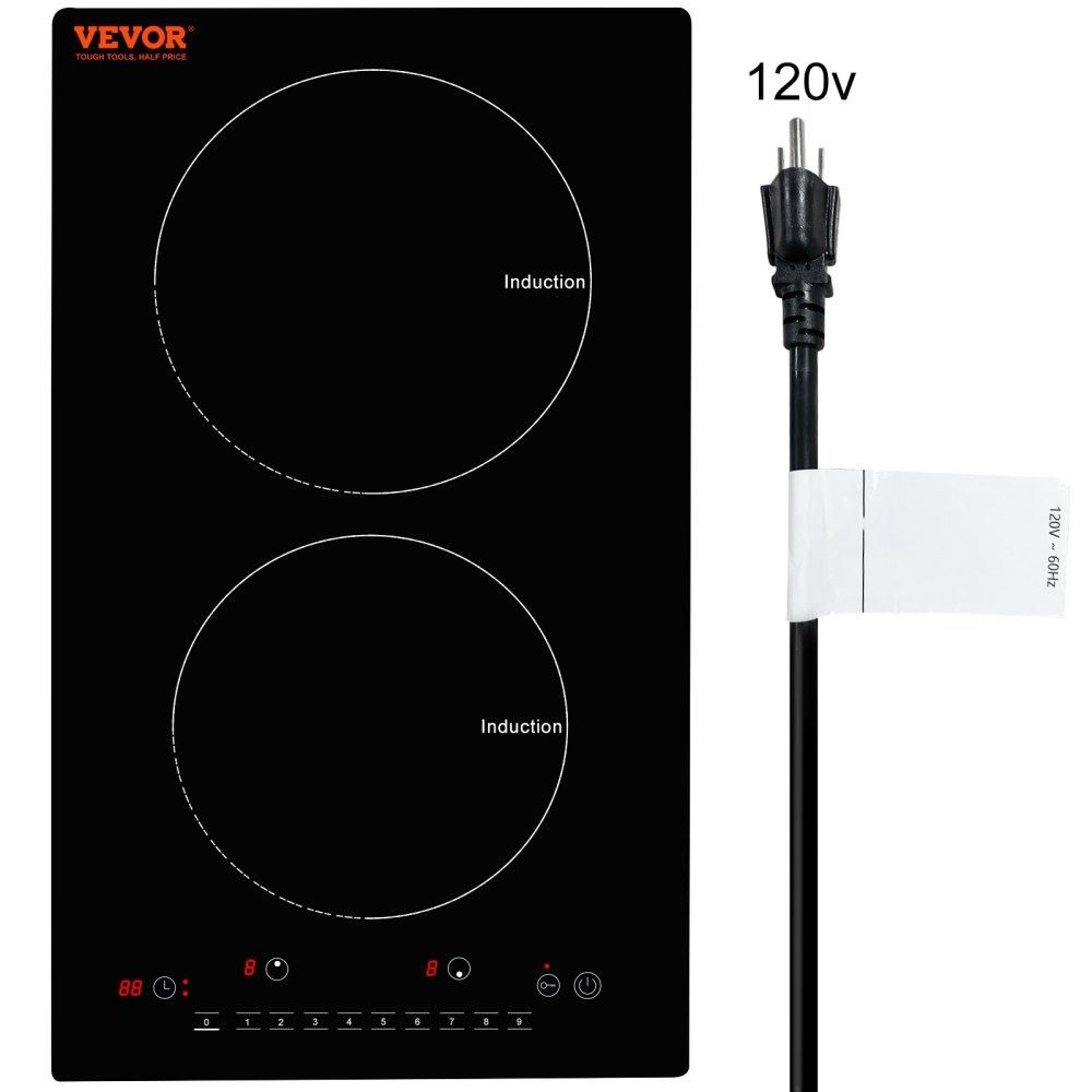 12 Inch 2 Burner Electric Induction Cooktop 1800W Built In Stove 0