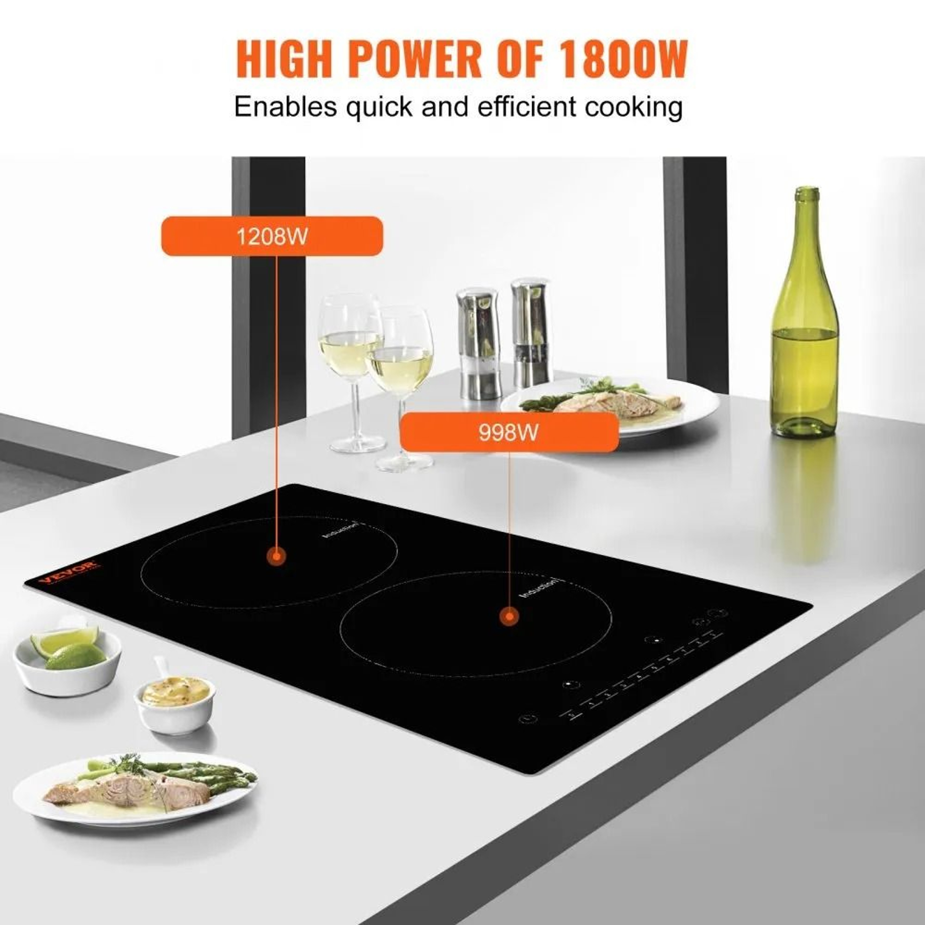 12 Inch 2 Burner Electric Induction Cooktop 1800W Built In Stove 5