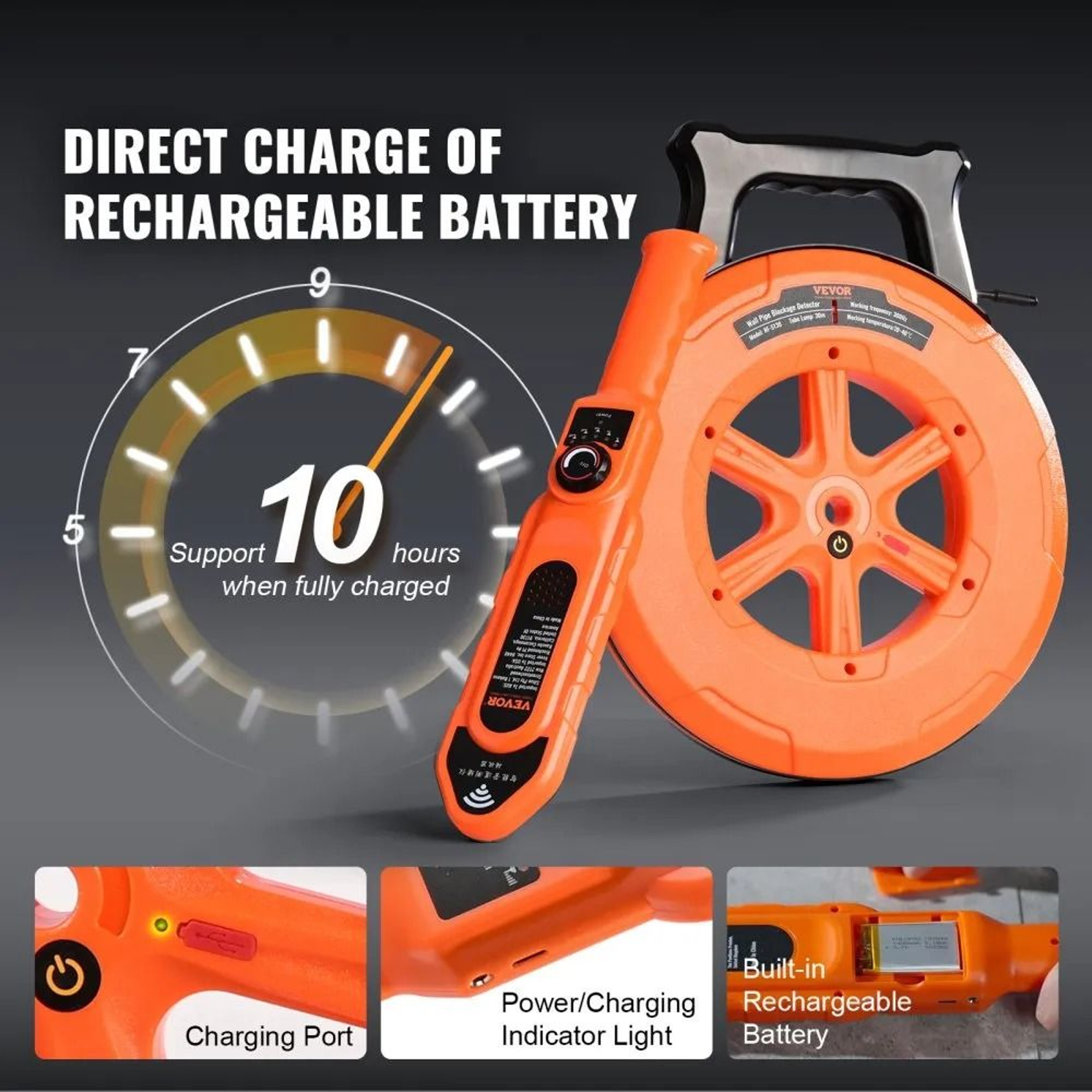 Underground Pipe Locator 100ft PVC Pipe Blockage Detector 2