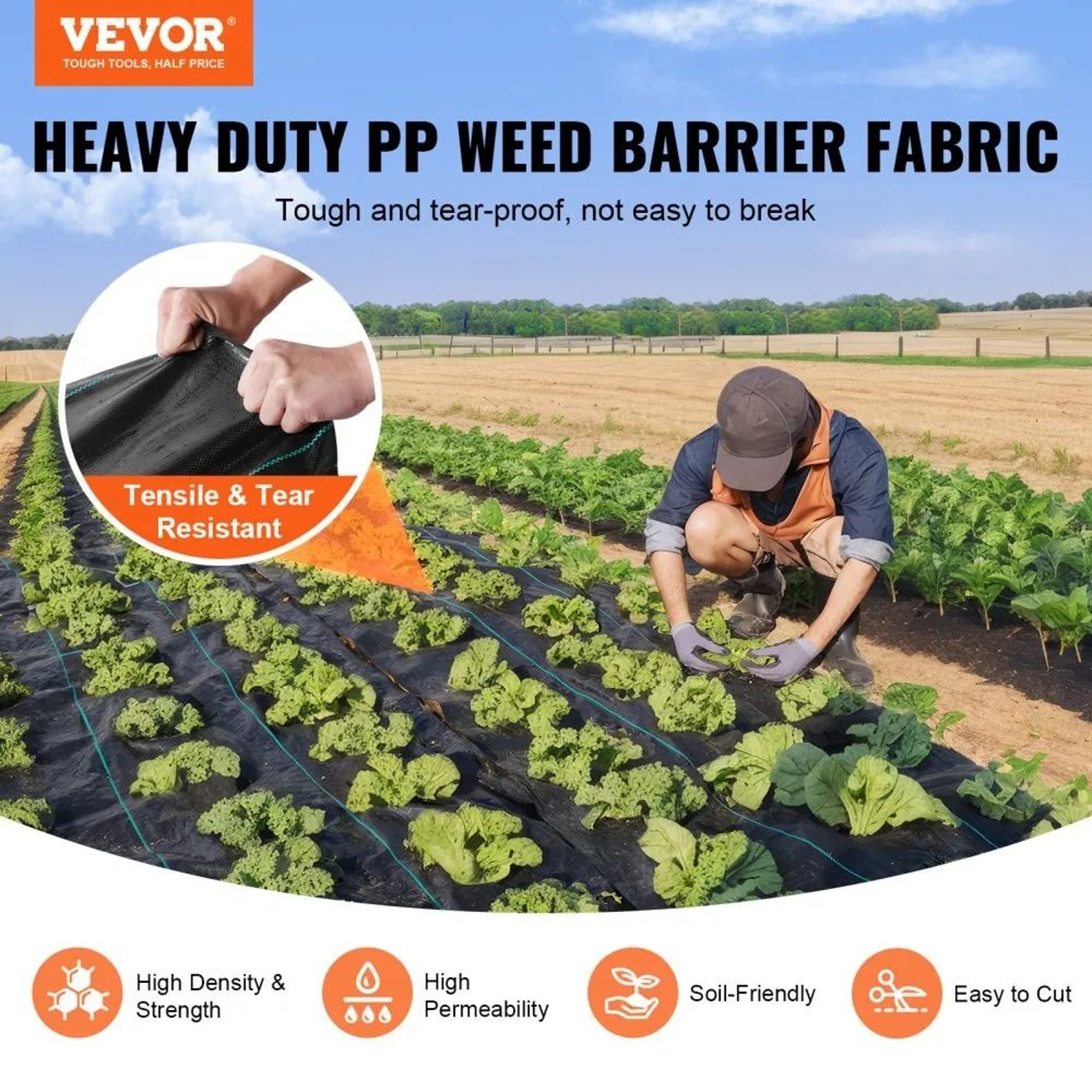 Heavy Duty Weed Barrier Landscape Fabric Woven Weed Control Mat 1