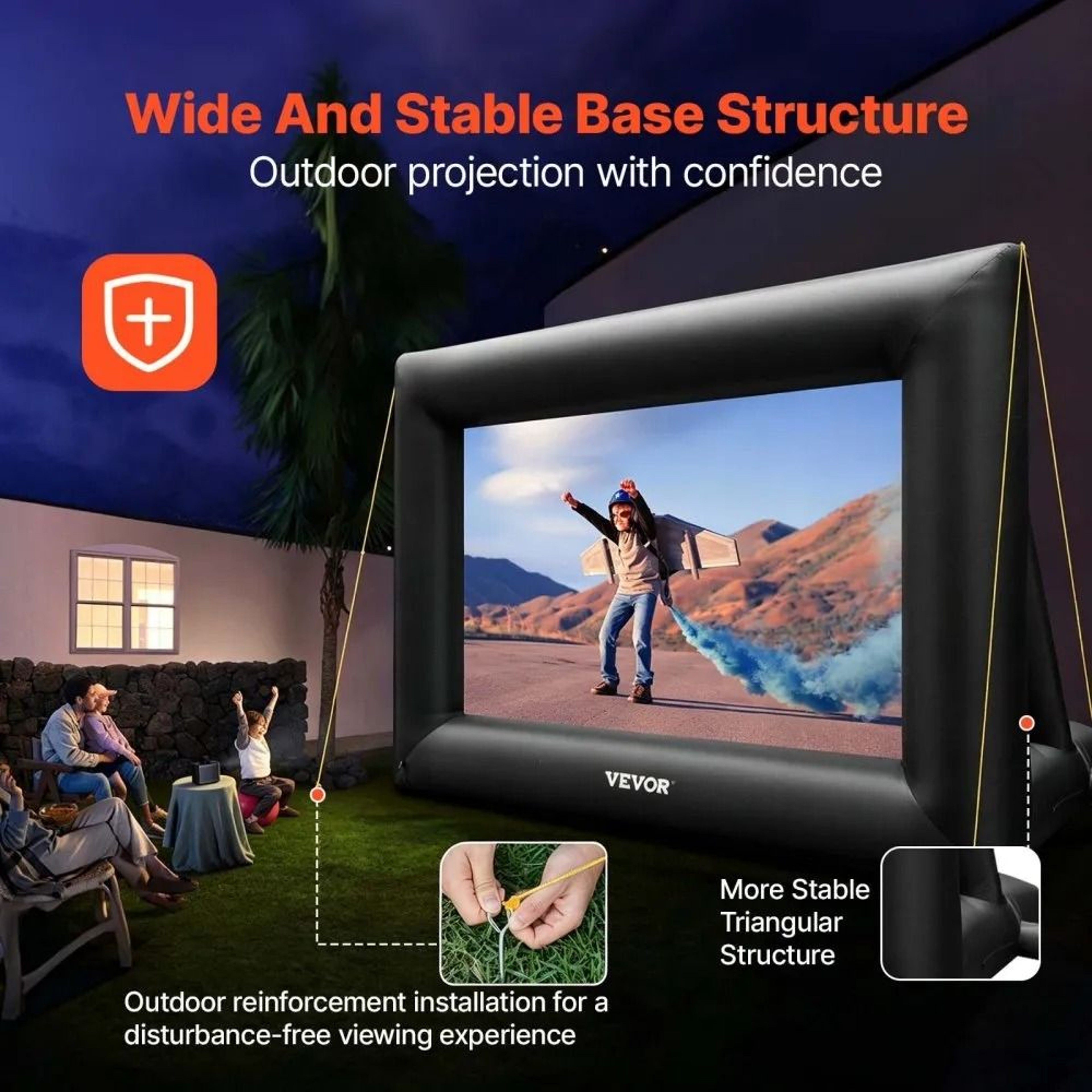 24FT Inflatable Outdoor Movie Screen With 360W Blower Portable Projector Theater 1