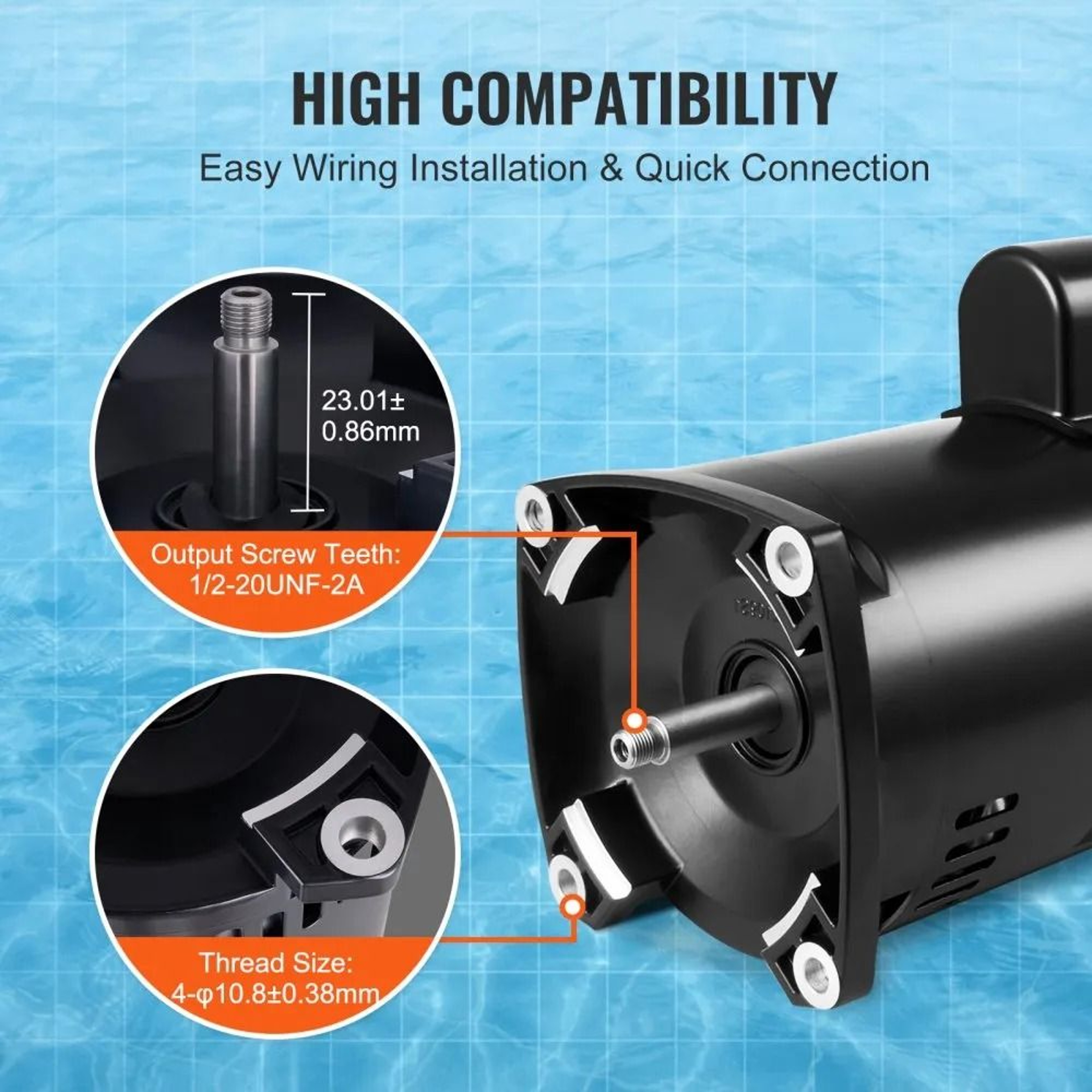 15HP Pool Pump Motor 56Y Frame High Efficiency Replacement Motor 3