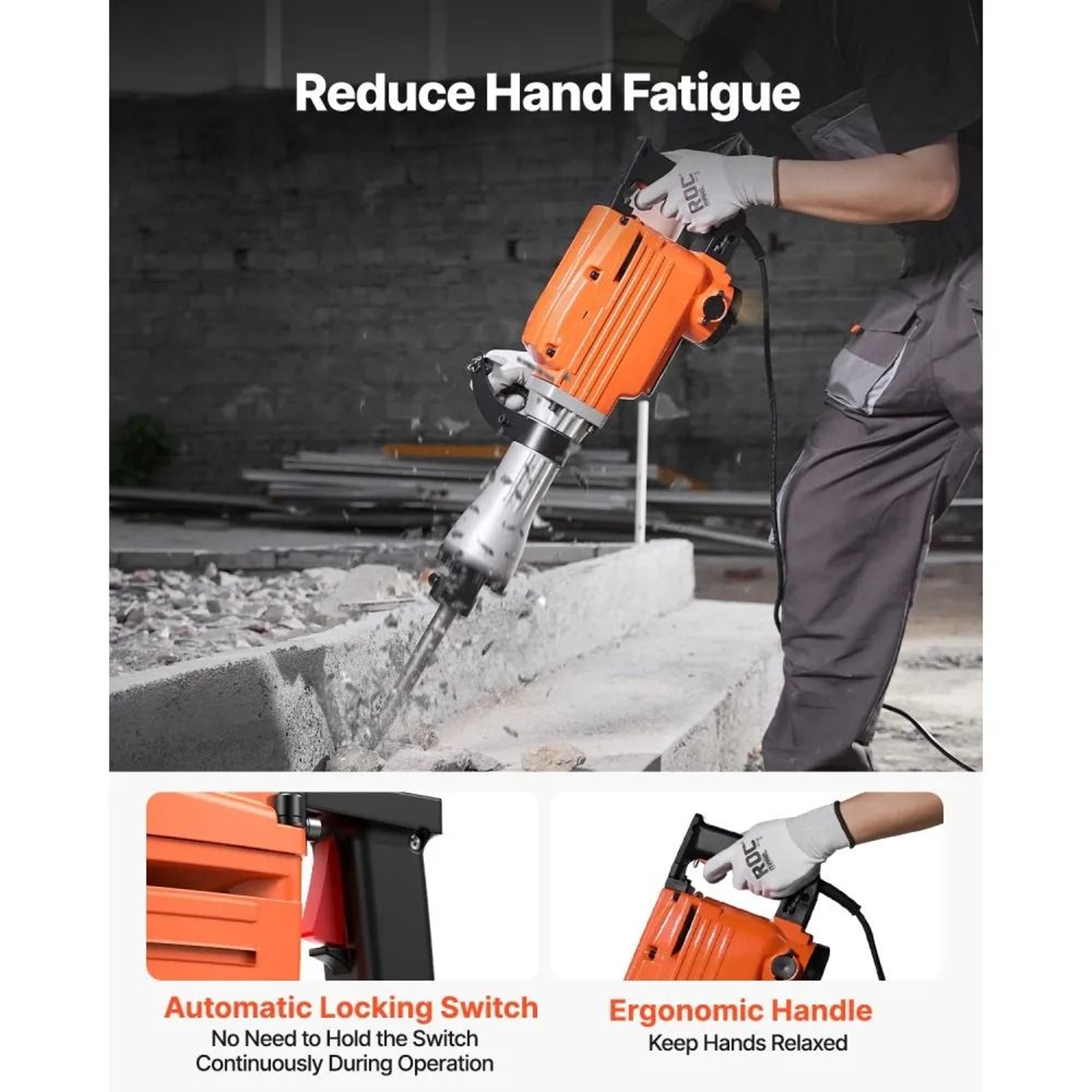 2200W Demolition Jack Hammer Concrete Breaker With Chisels 3