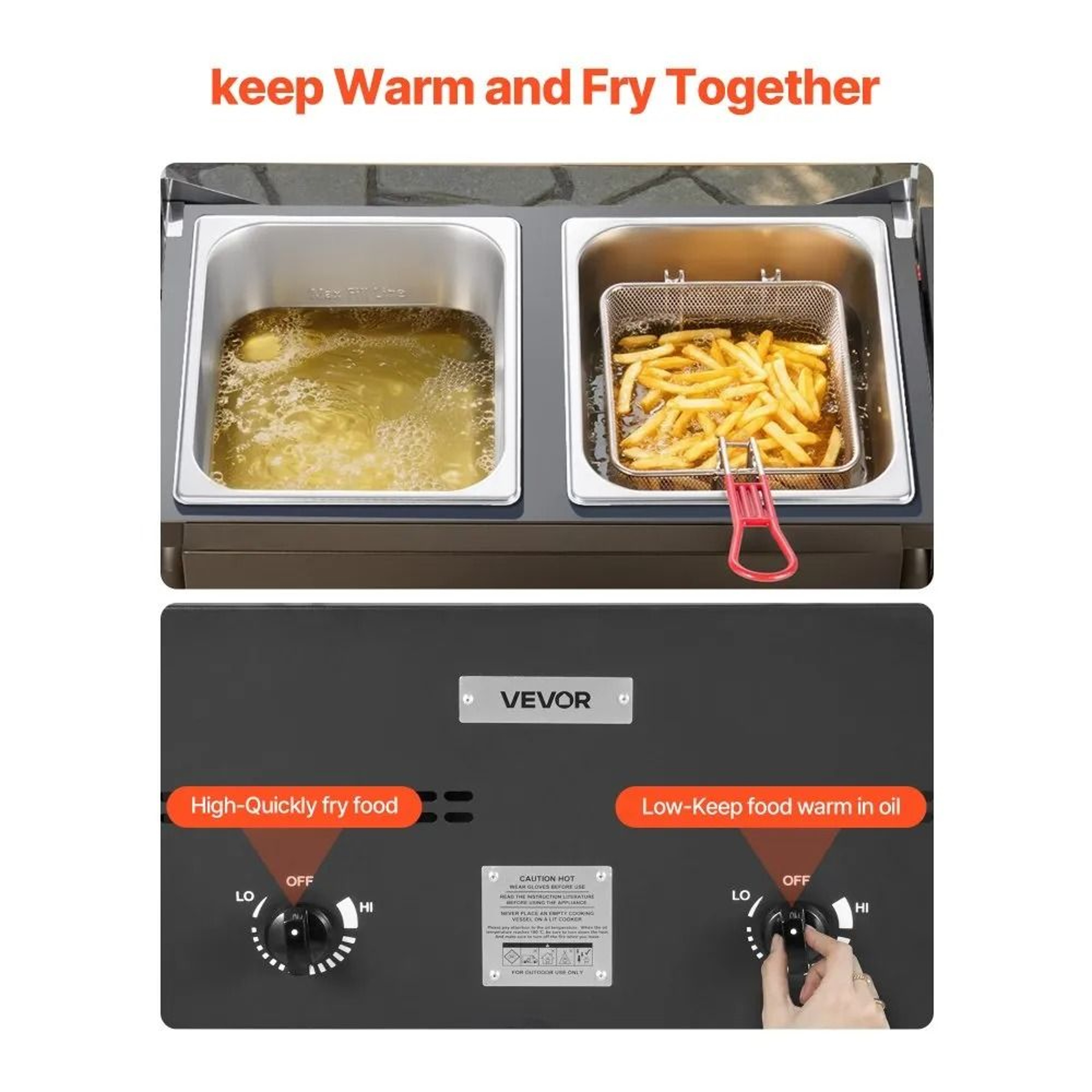 Outdoor Propane Deep Fryer Dual Tank Commercial 16 QT Cooker 6