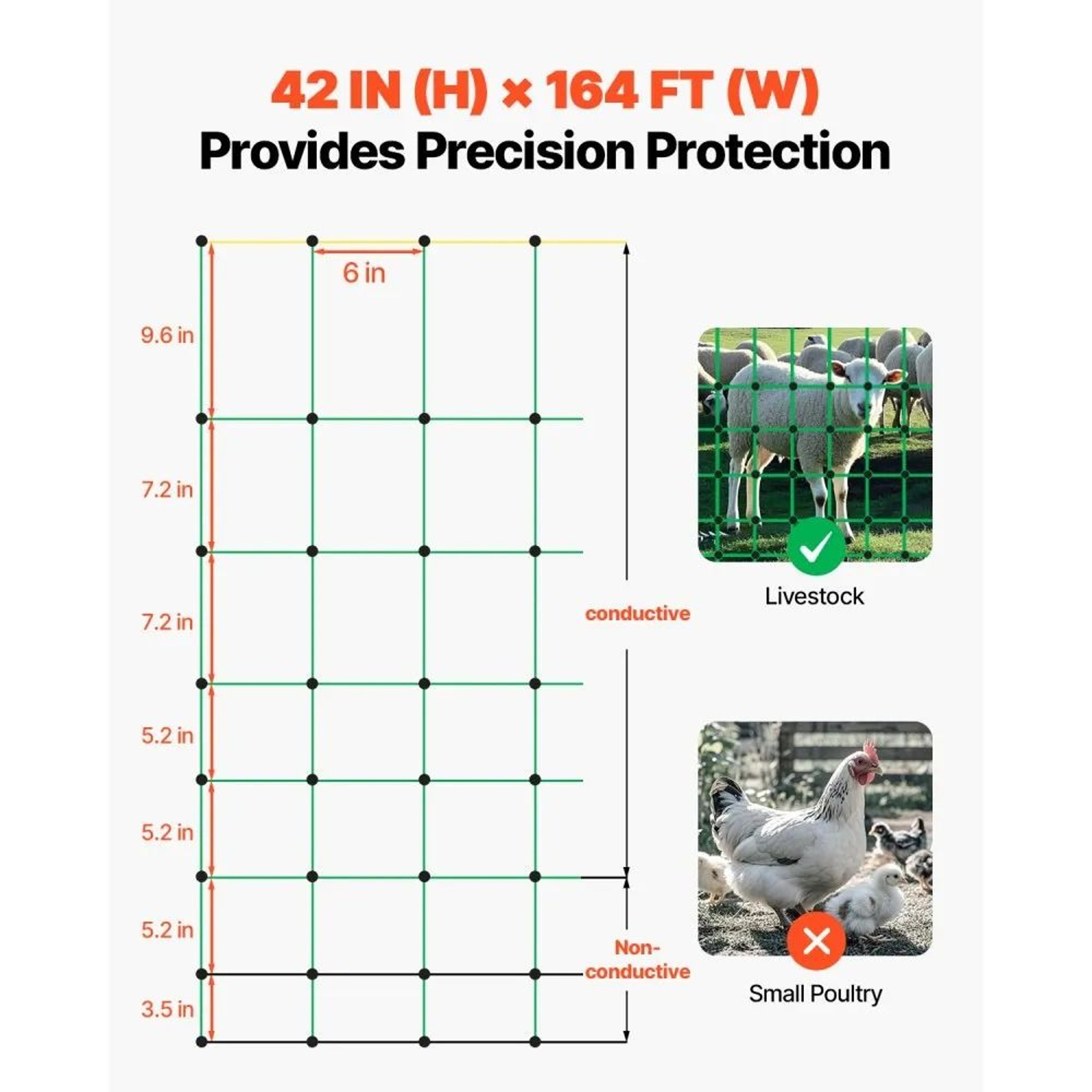 Electric Fence Netting 42in X 164ft Portable Livestock Barrier With Fiberglass Posts 5