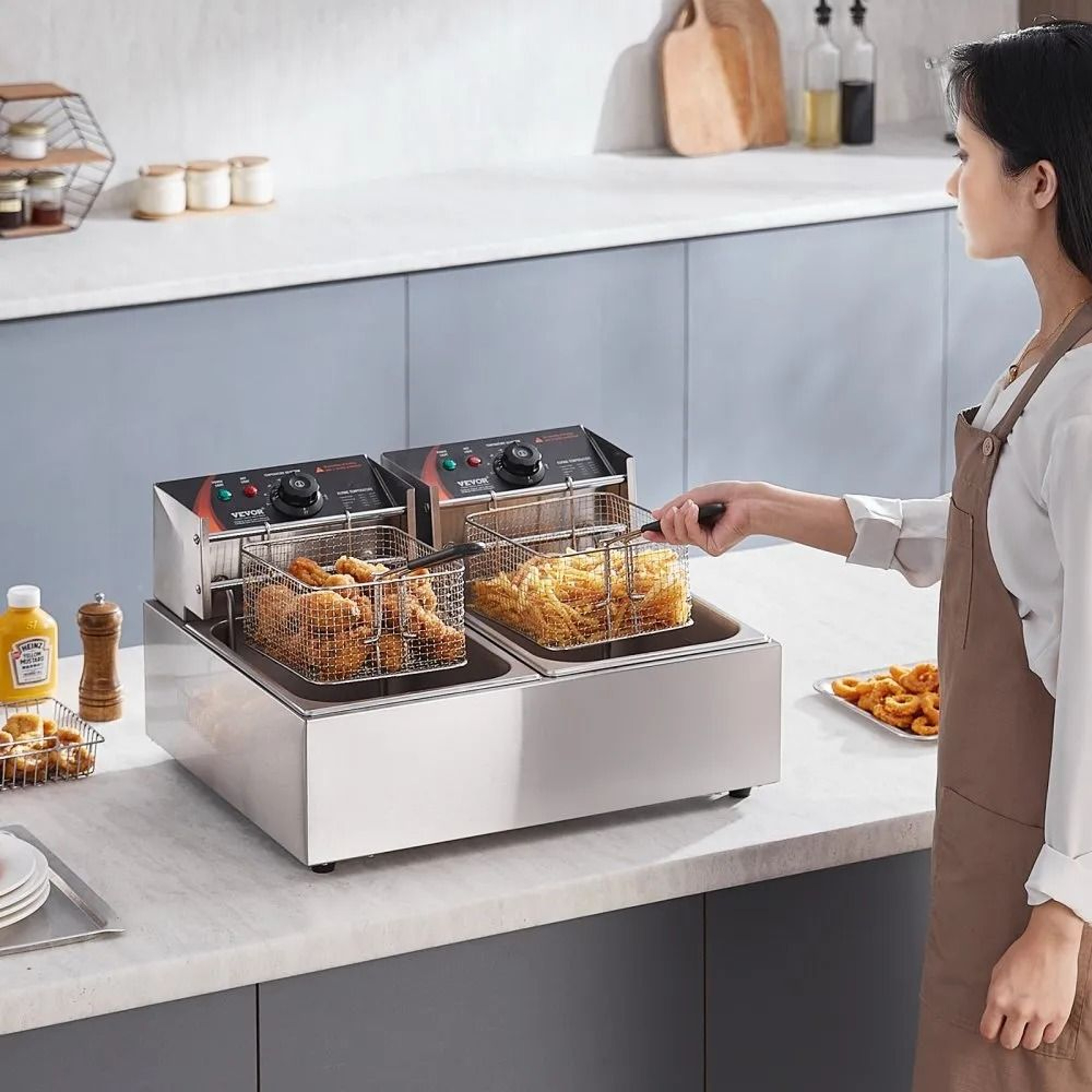 Commercial Dual Tank Electric Deep Fryer With Temperature Control For Restaurants 6