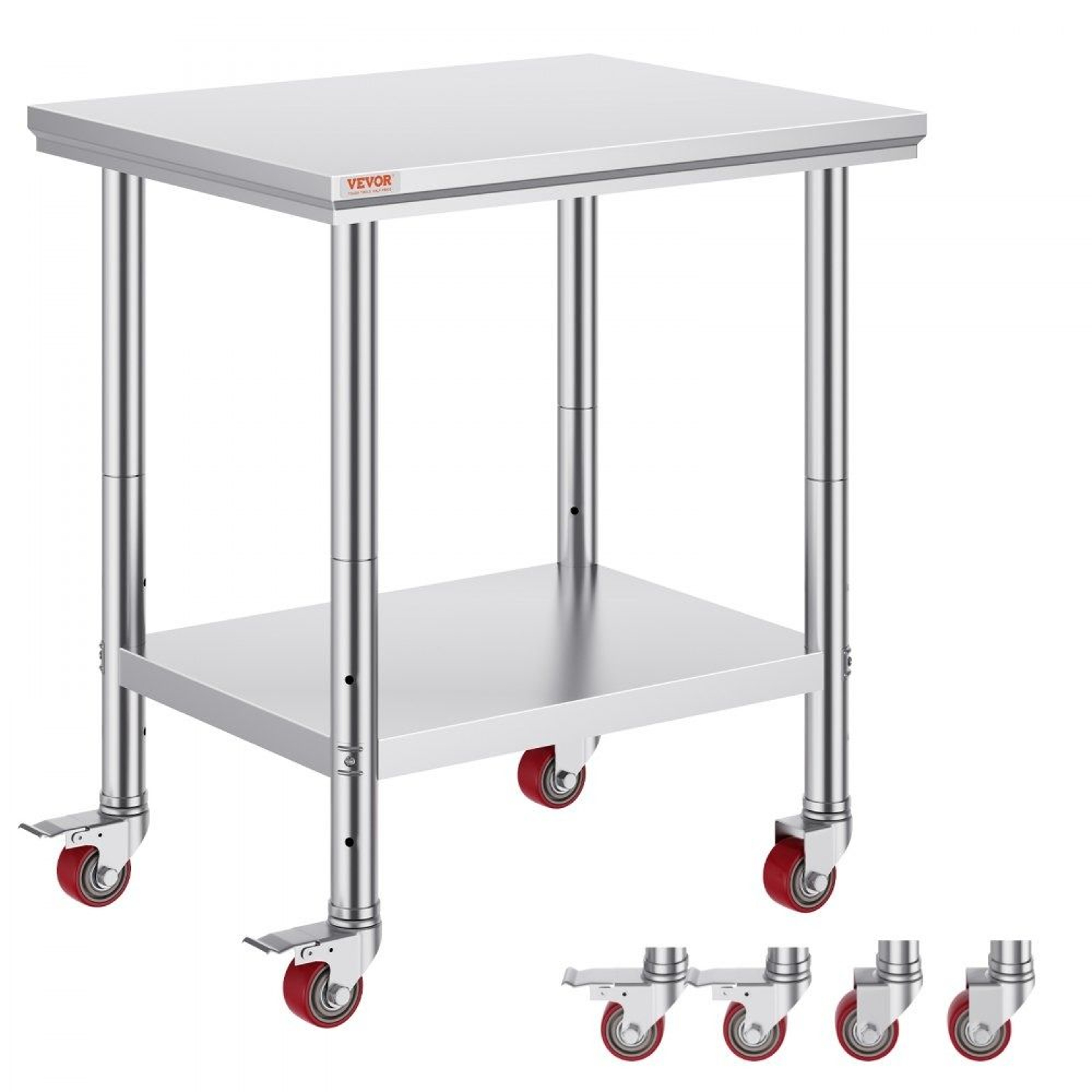 Stainless Steel Kitchen Work Table With Wheels 700 LBS Heavy Duty Prep Station 0
