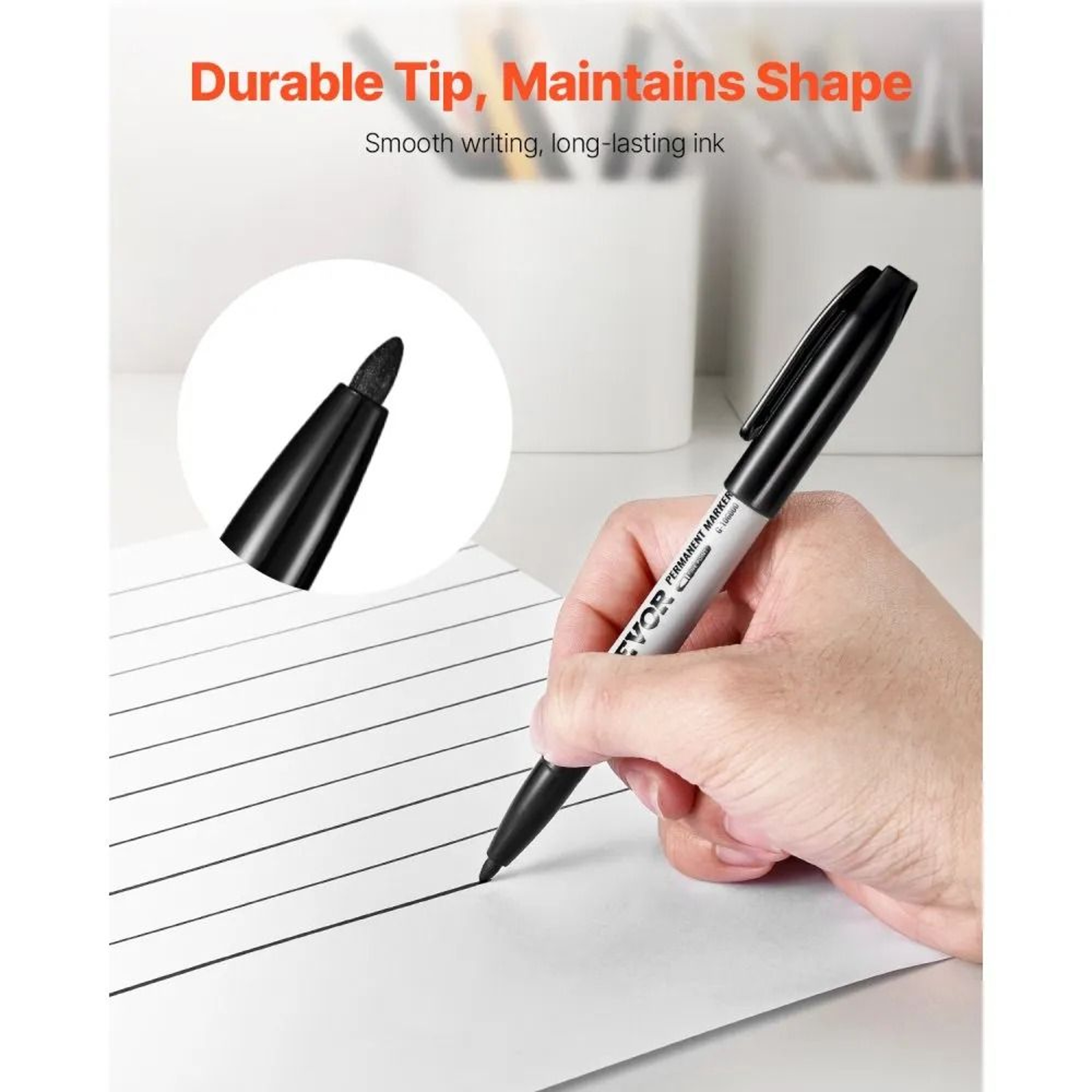 36 Pack Black Permanent Markers Fine Point Waterproof Quick Dry Ink Pens 6
