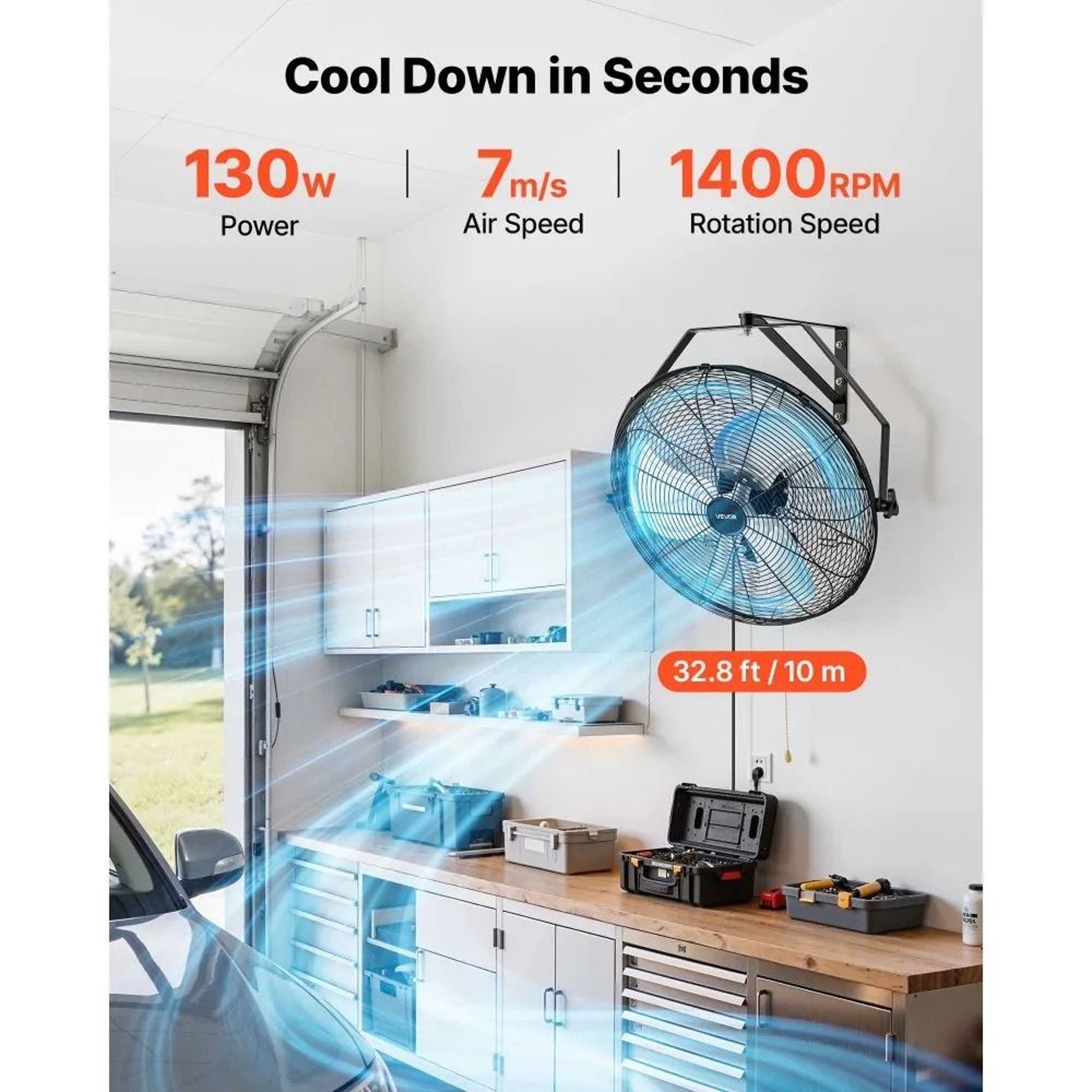 20 Inch Wall Mount Fan With Powerful Airflow For Garage Workshop And Commercial Cooling 2
