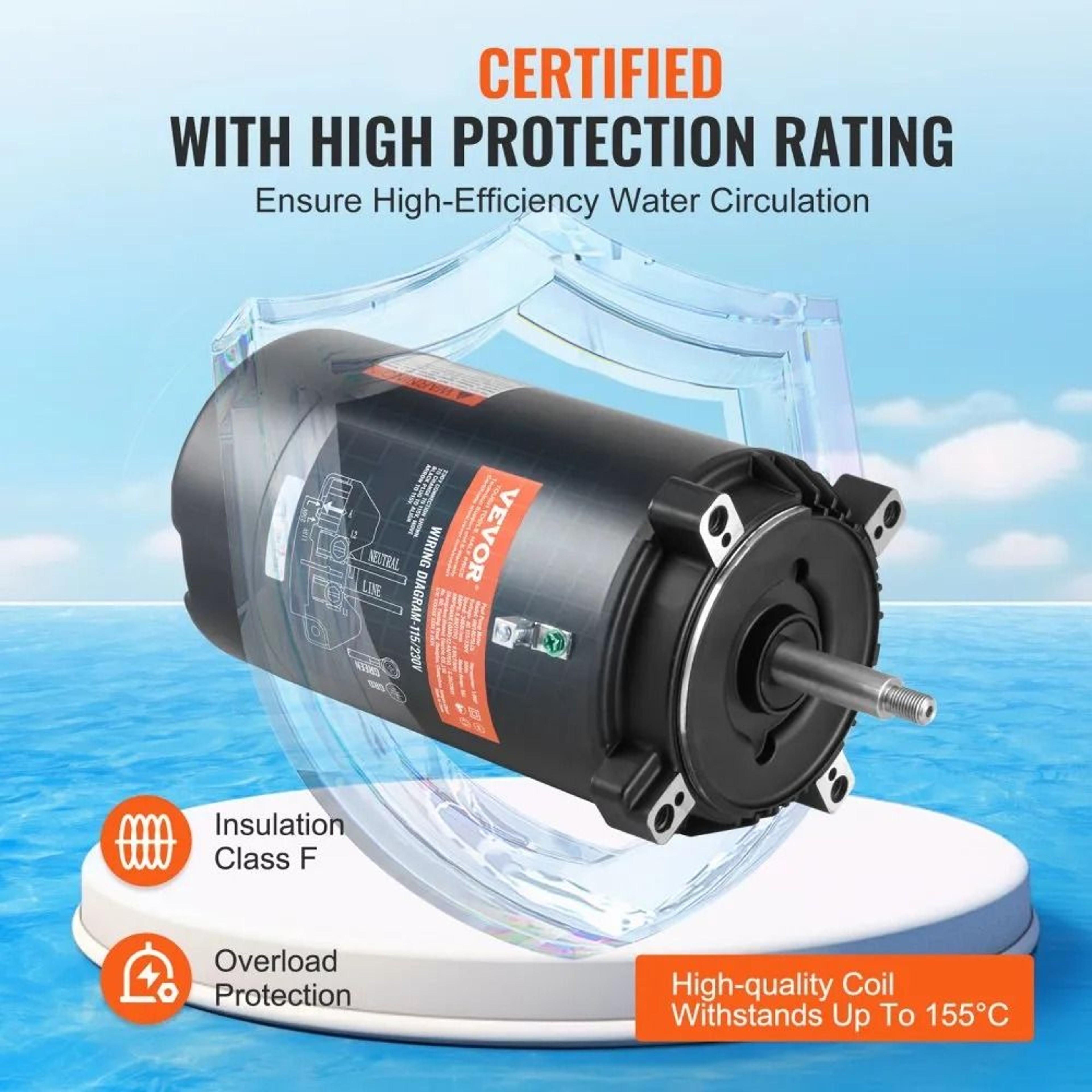 1 HP Pool Pump Motor 56J Frame Replacement Motor For Efficient Pool Water Circulation 2