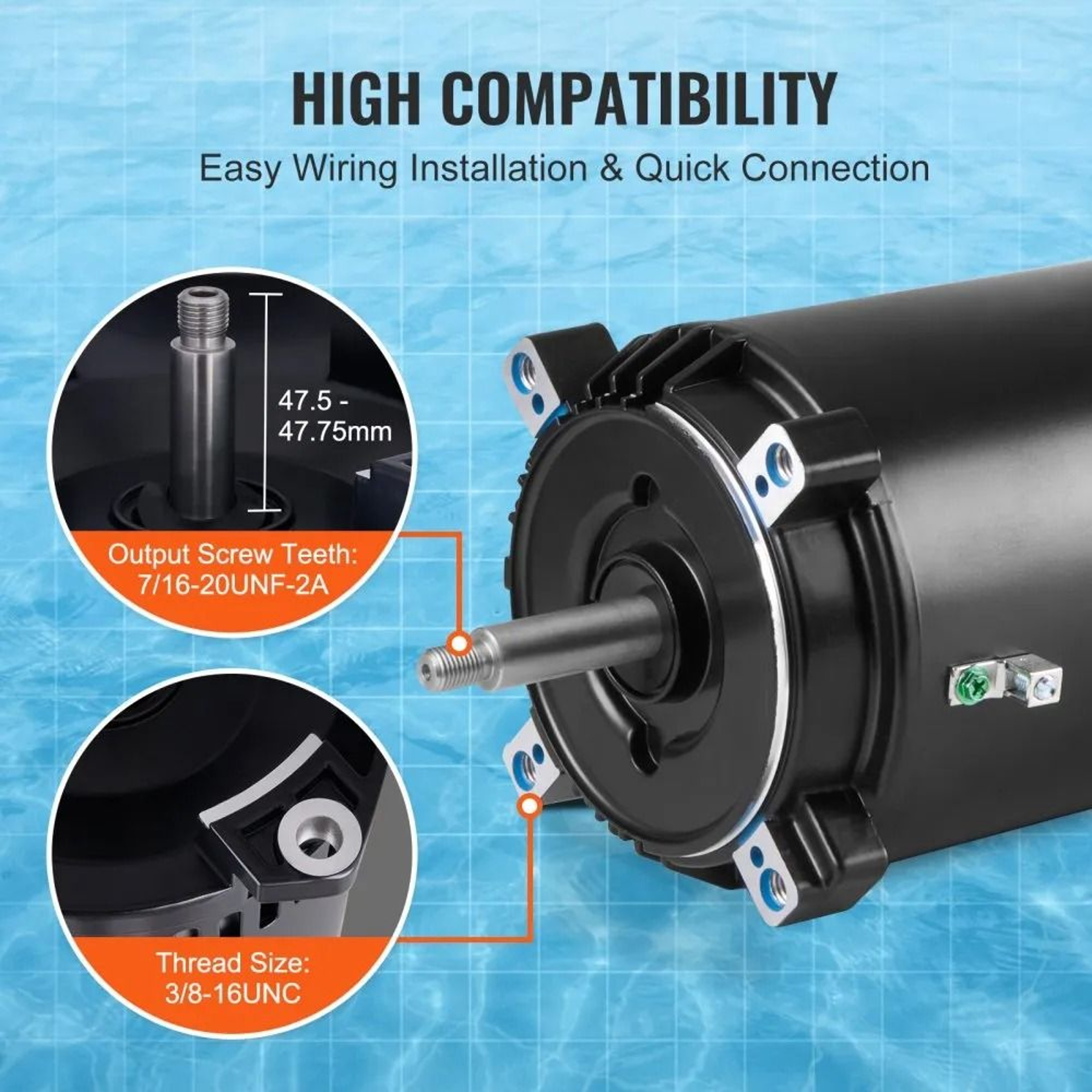 1 HP Pool Pump Motor 56J Frame Replacement Motor For Efficient Pool Water Circulation 3