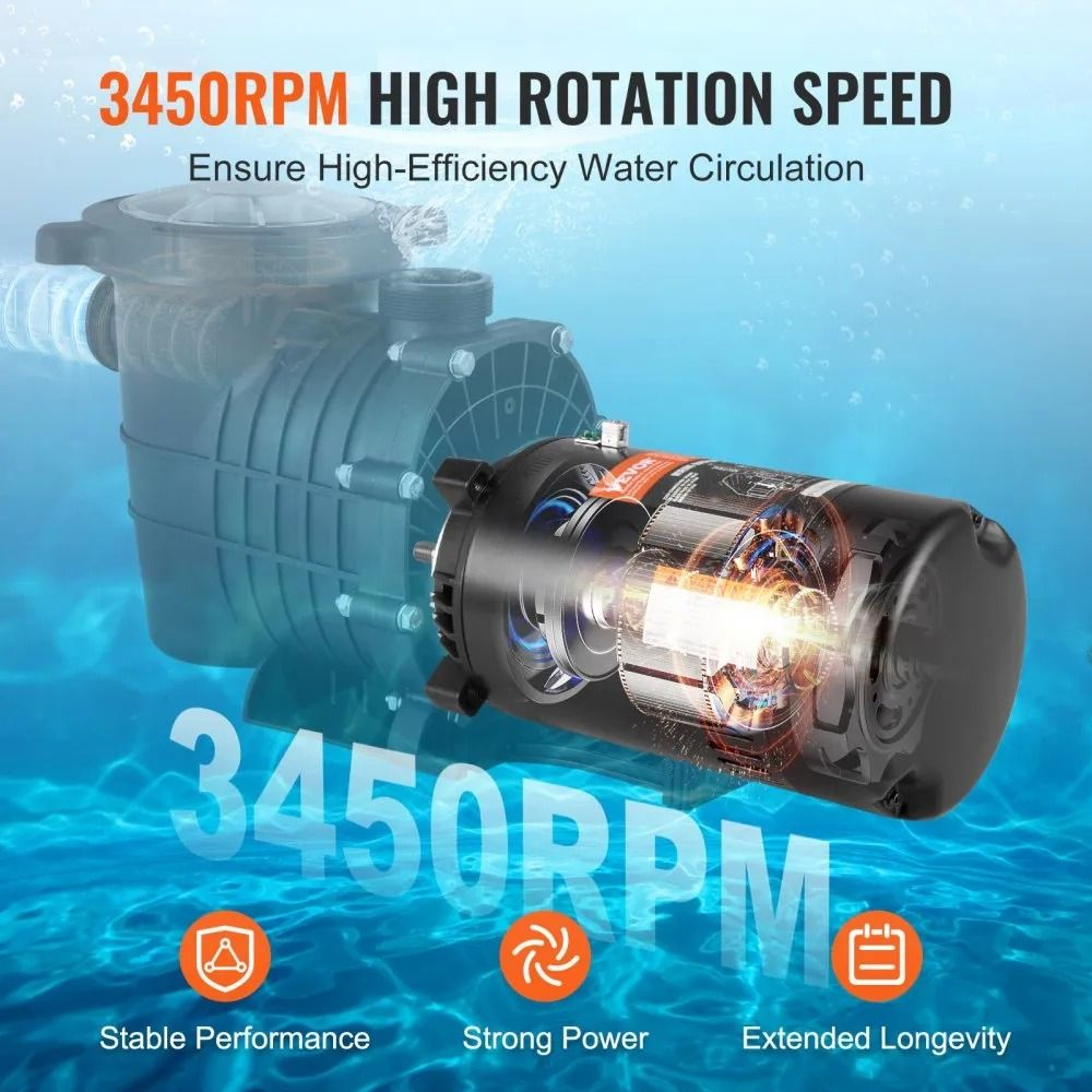 1 HP Pool Pump Motor 56J Frame Replacement Motor For Efficient Pool Water Circulation 4