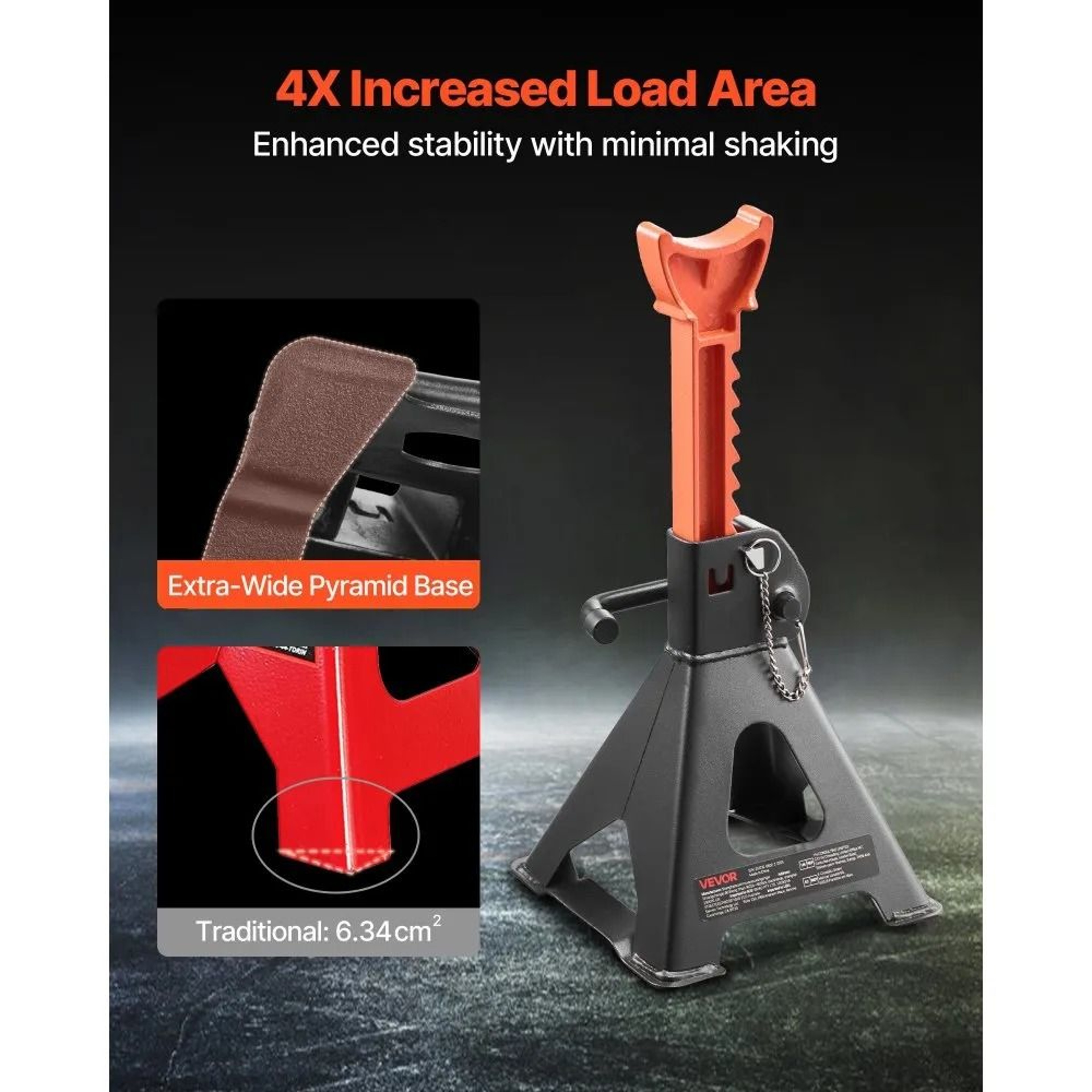 Heavy Duty 3 Ton Adjustable Jack Stands With Double Locking For Vehicle Repair 4