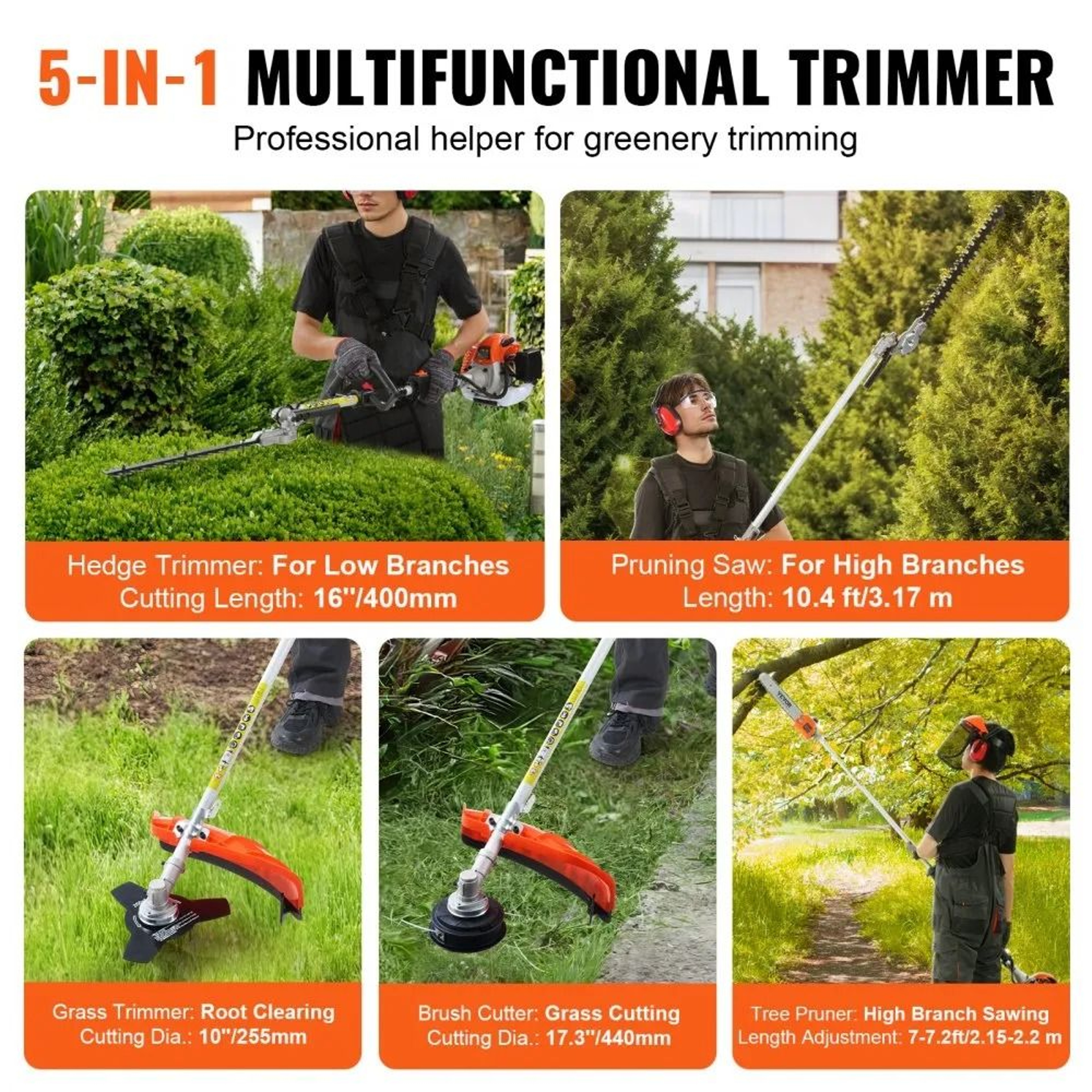 26CC 5 In 1 Gas Hedge Trimmer And Multi Tool Yard Care System 6