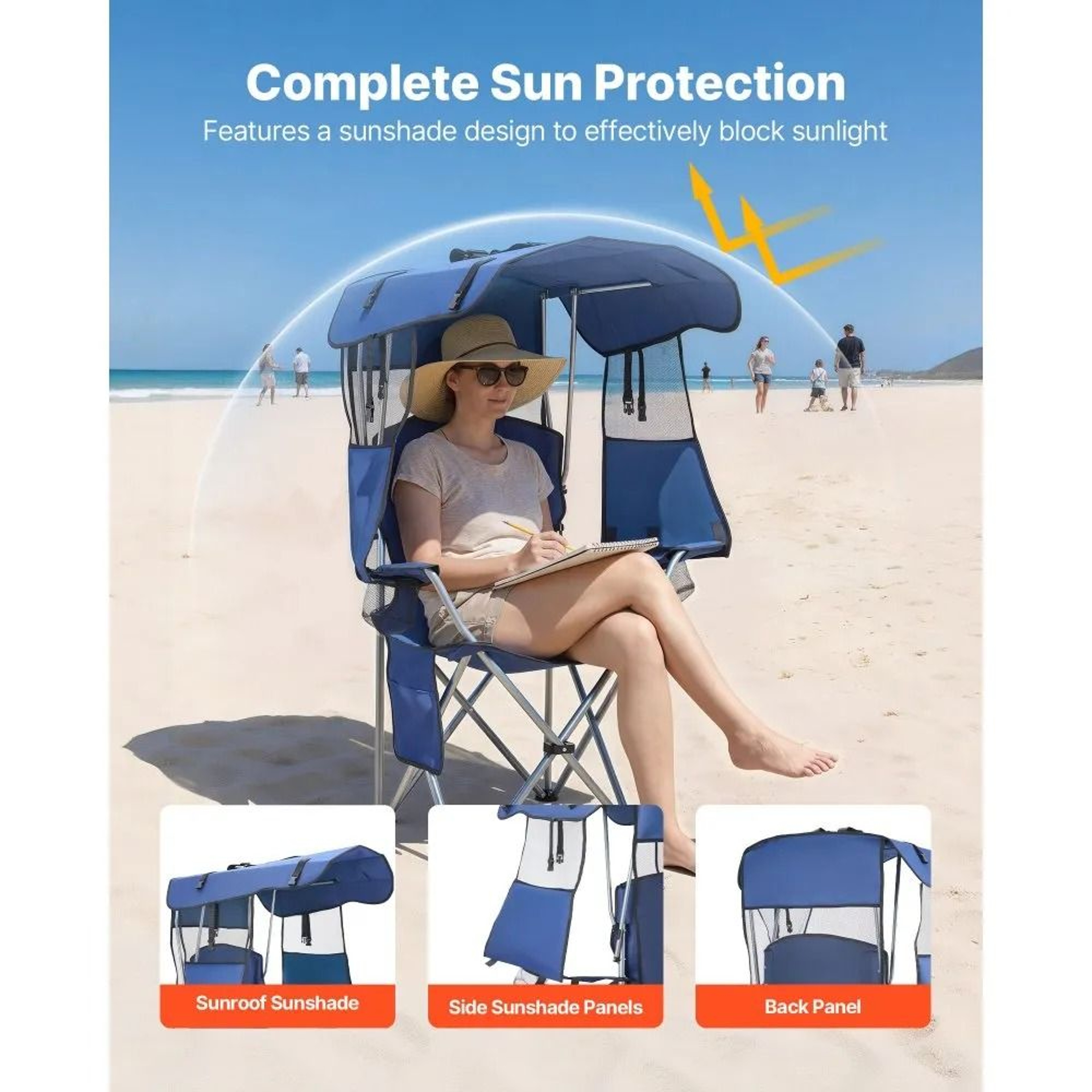 Portable Camping Chair With Canopy And 330 Lb Heavy Duty Support 1